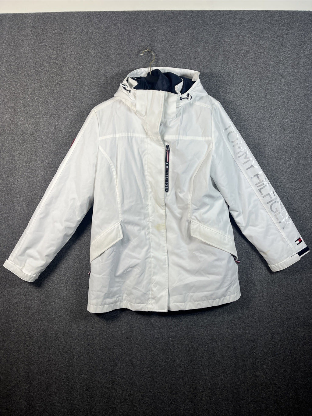 Tommy Hilfiger Women's 3-in-1 Jacket Removable Hoodie Navy/White