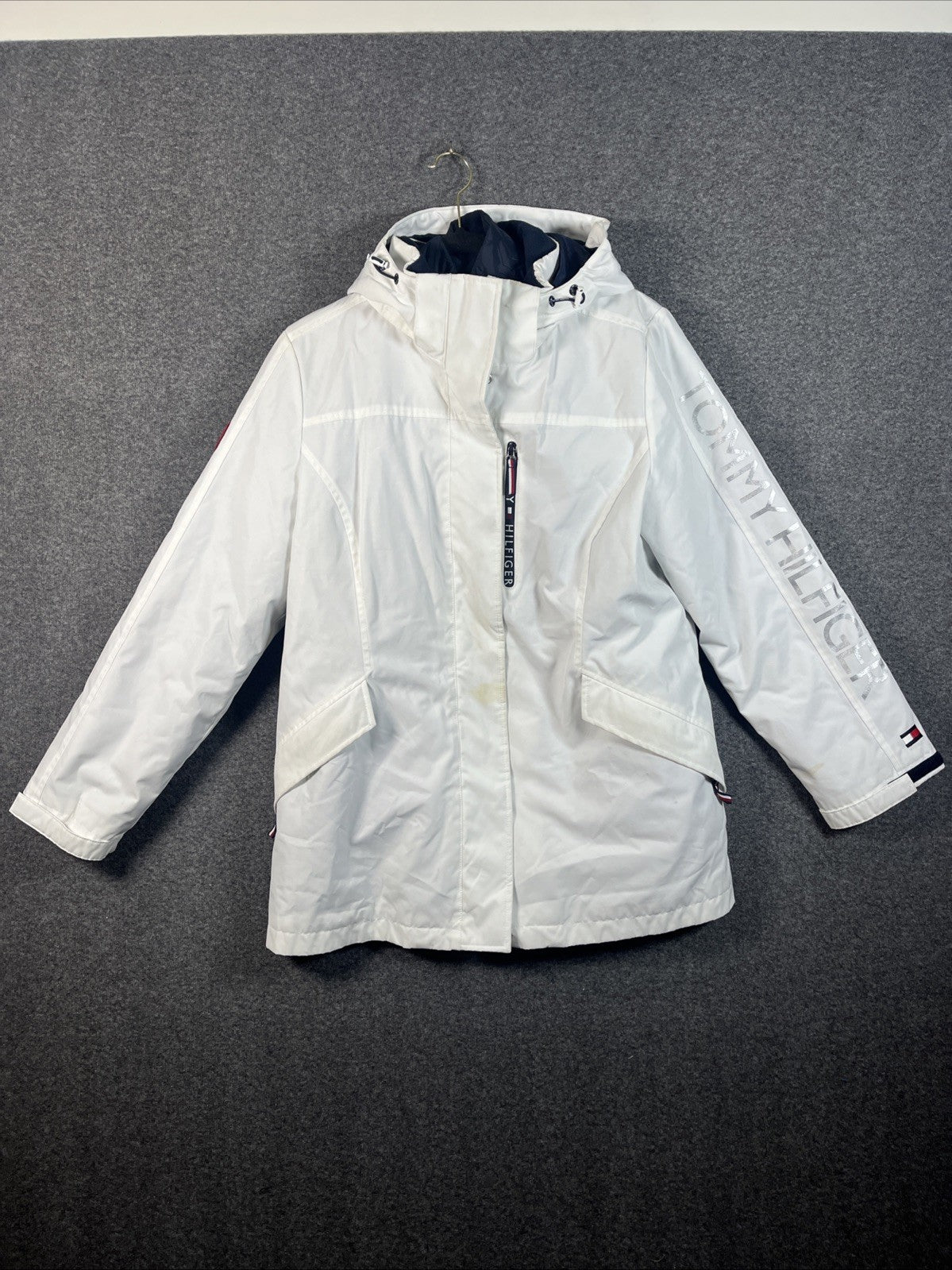 Tommy Hilfiger Women's 3-in-1 Jacket Removable Hoodie Navy/White