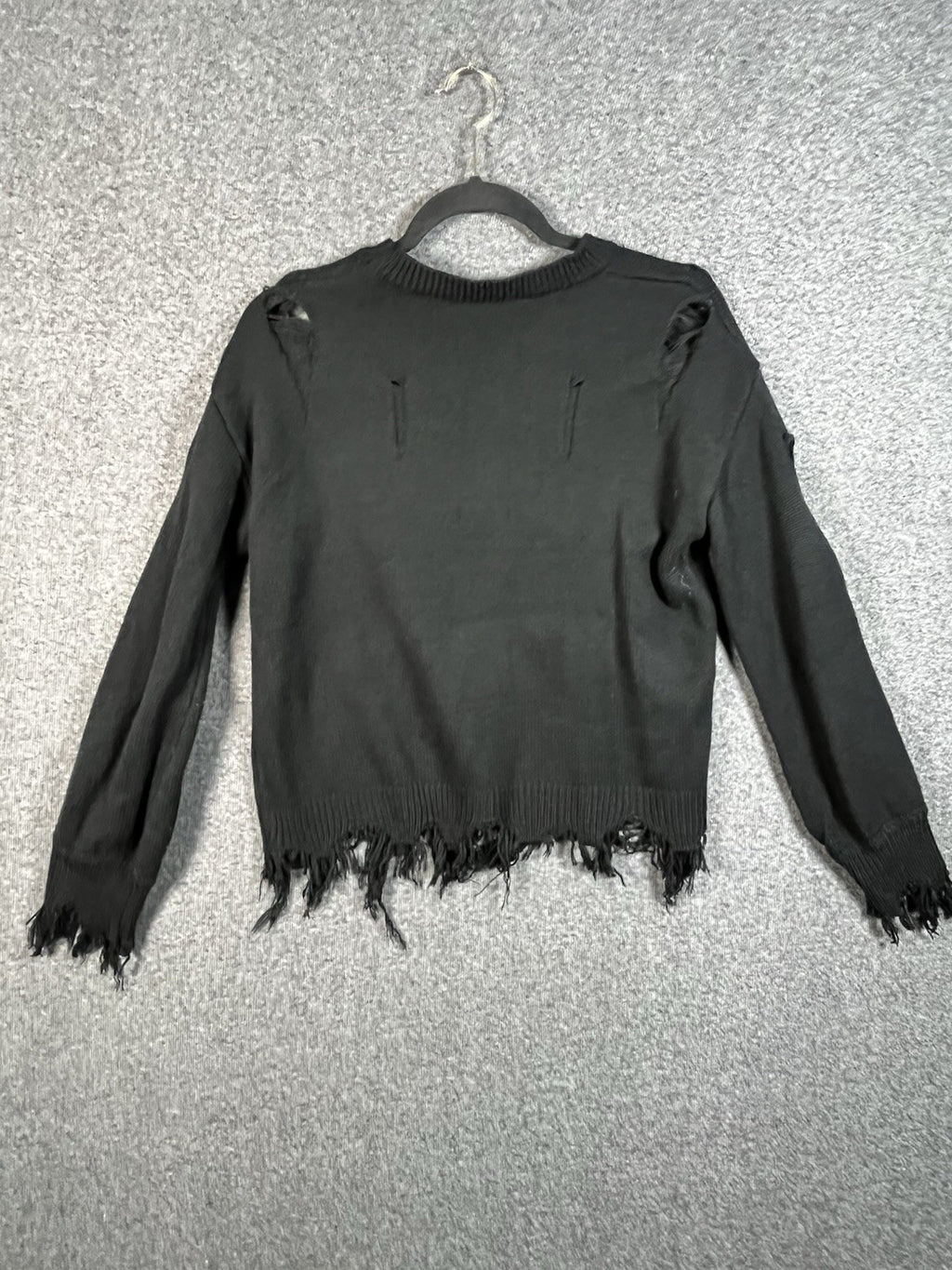 Black distressed knit sweater Unisex Long Sleeve 