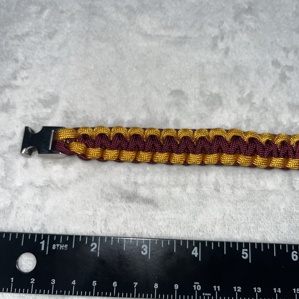 Redskins Bracelet Handmade Shoe String Burgundy And Gold Logo Center Metal Clasp
