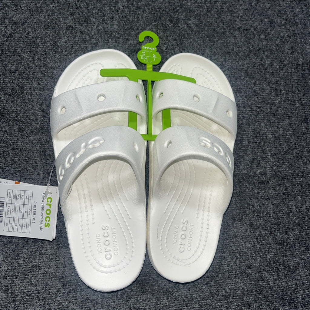 Crocs Unisex Baya White Slide Sandals Shoes Womens Size 4