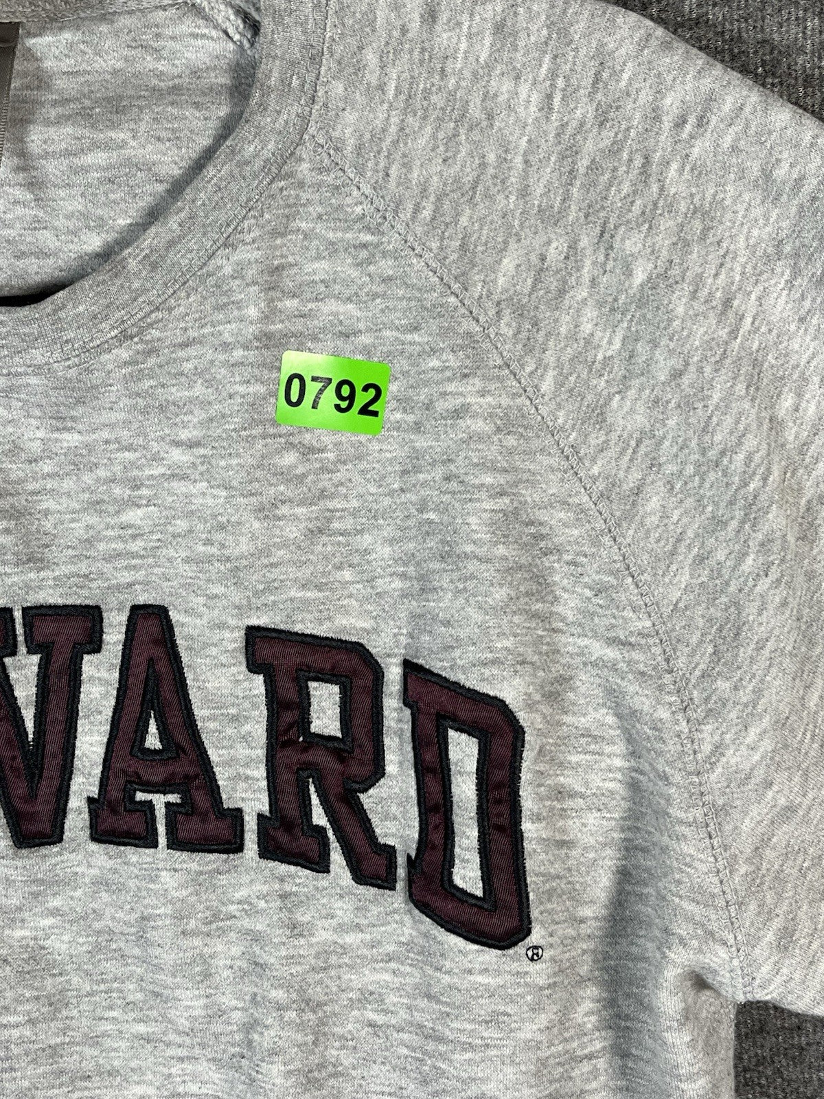 Vintage Harvard Sweat Shirt Long sleeve Gray M Pullover Crew Neck Fleece Lined