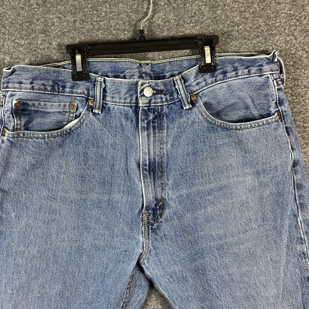 Levis 505  Mens Size 38x32 Relaxed Straight Fit Jeans Medium Blue Washed Denim