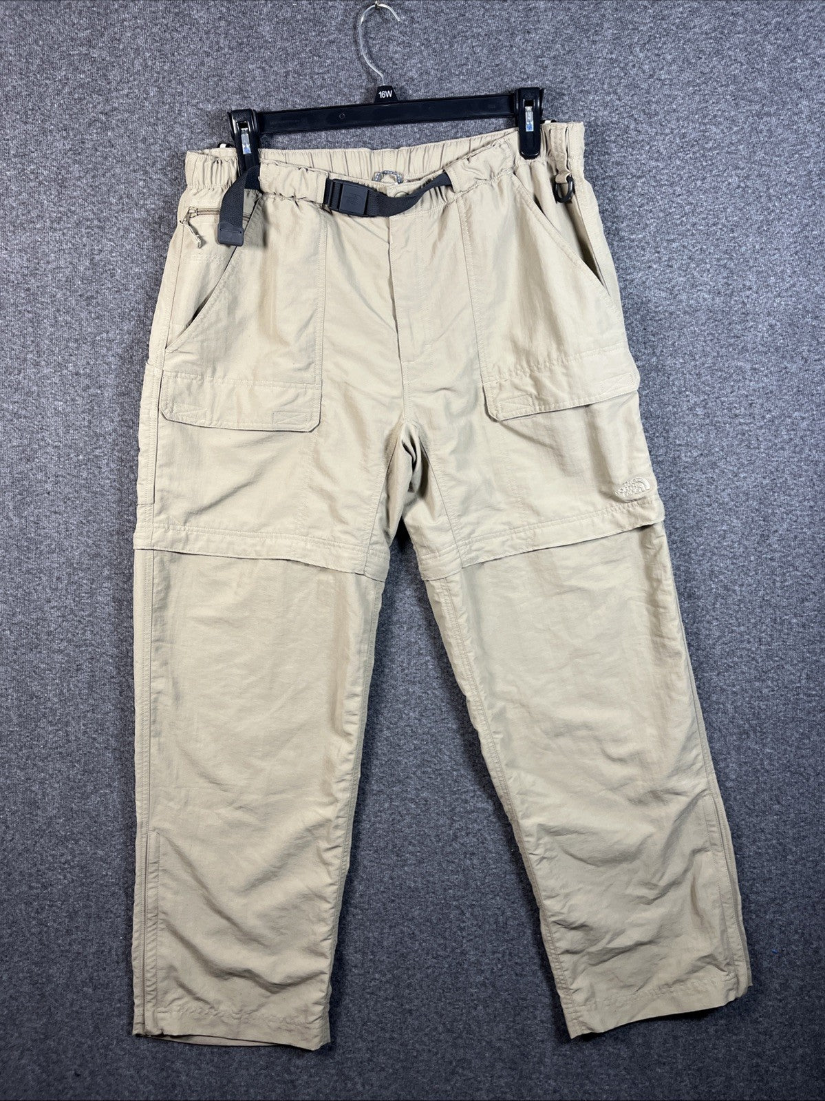 The North Face Tan Belted Nylon Convertible Hiking Cargo Pants/Short Men Size XL