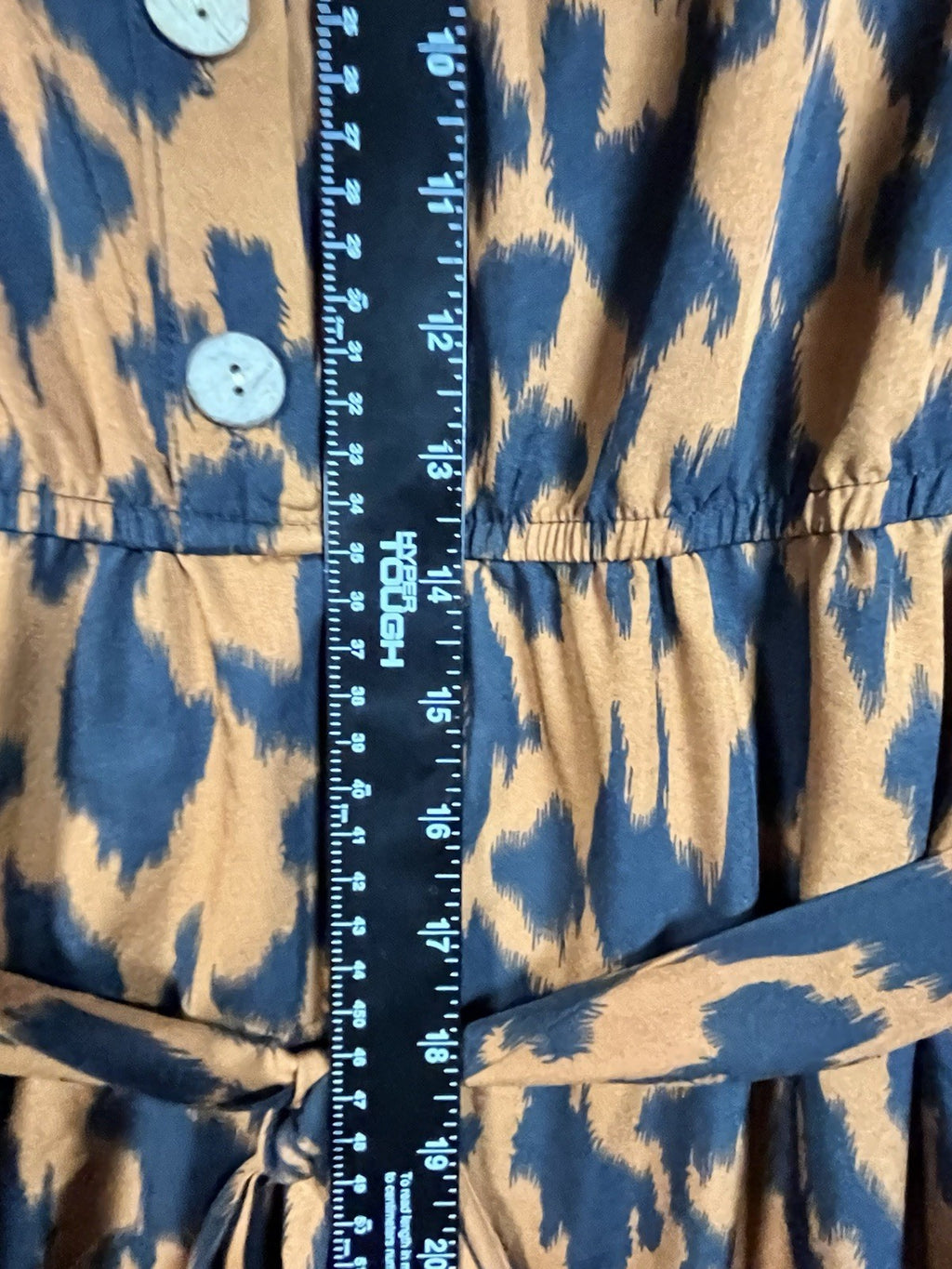 Shein allover print lantern sleeve ruffle hem belted dress Medium 