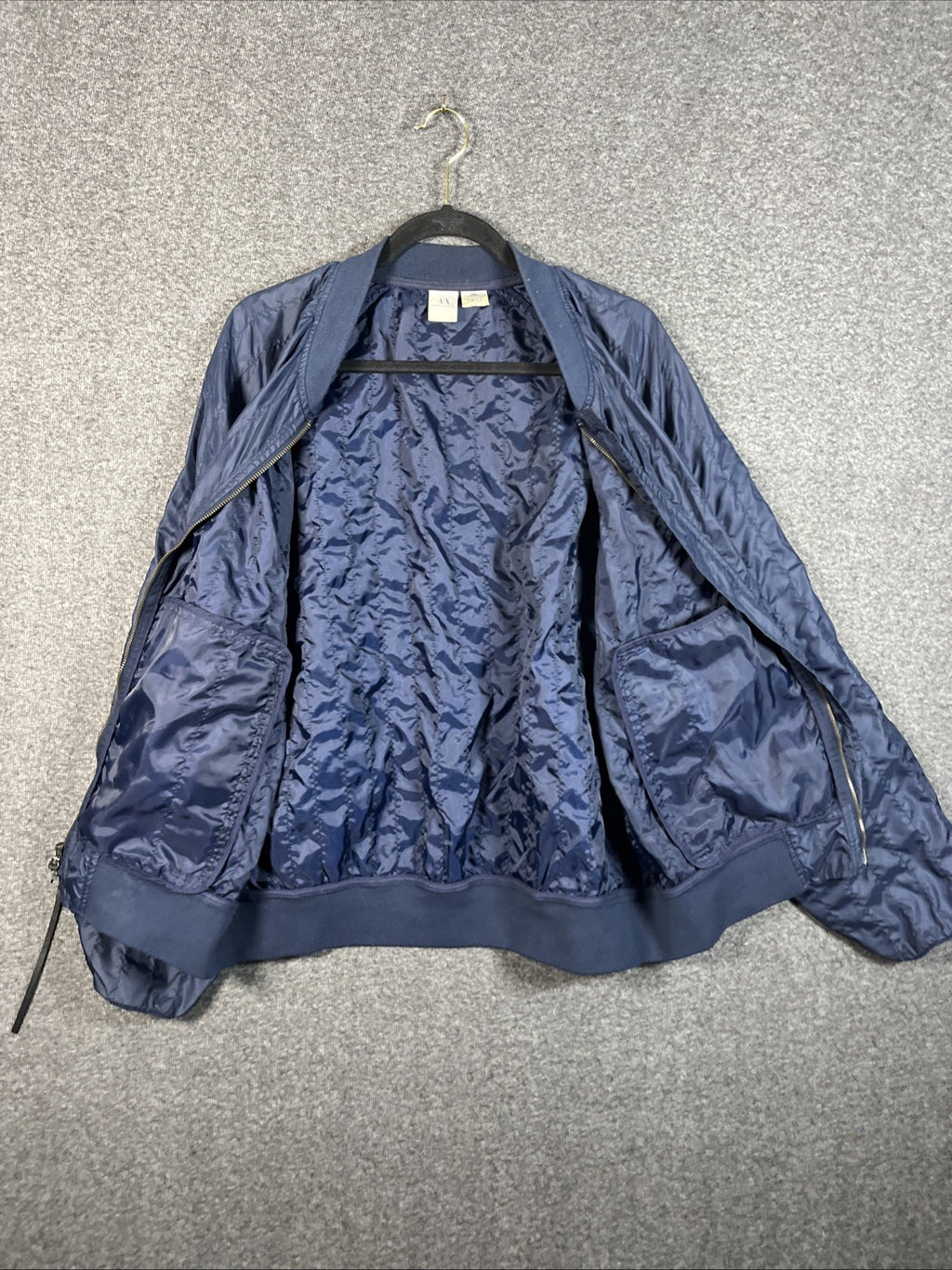 Armani exchange men’s bomber jacket Blue vintage Full zip extra large