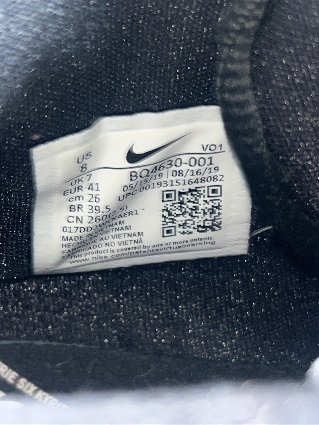 Size 8 - Nike Kyrie 6 Jet Black