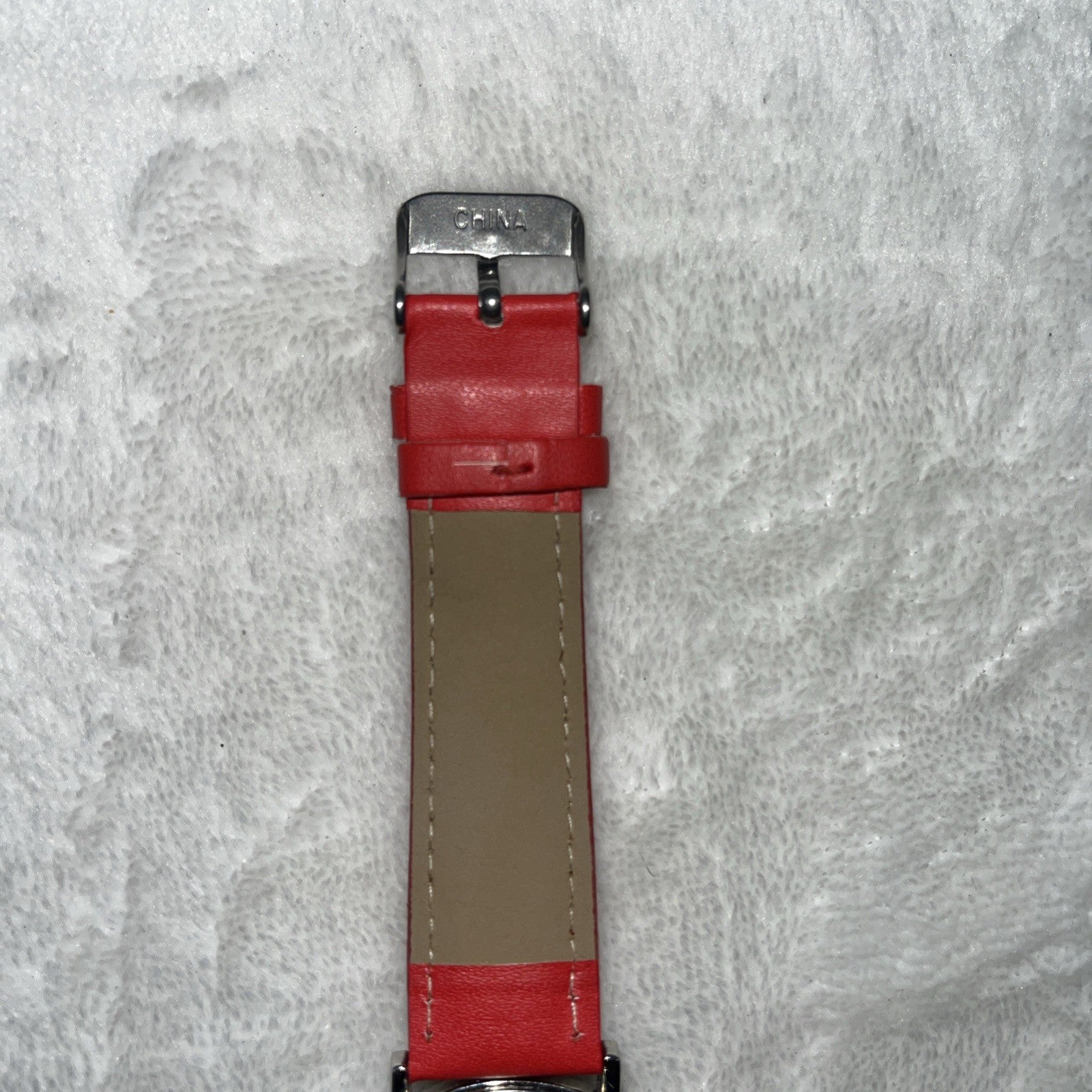 Disney Mickey Mouse Watch Roman Numeral Red Band Unisex Silver Round Leather
