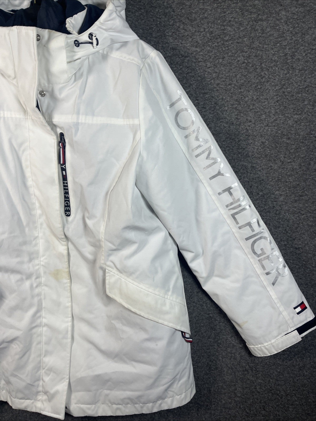 Tommy Hilfiger Women's 3-in-1 Jacket Removable Hoodie Navy/White
