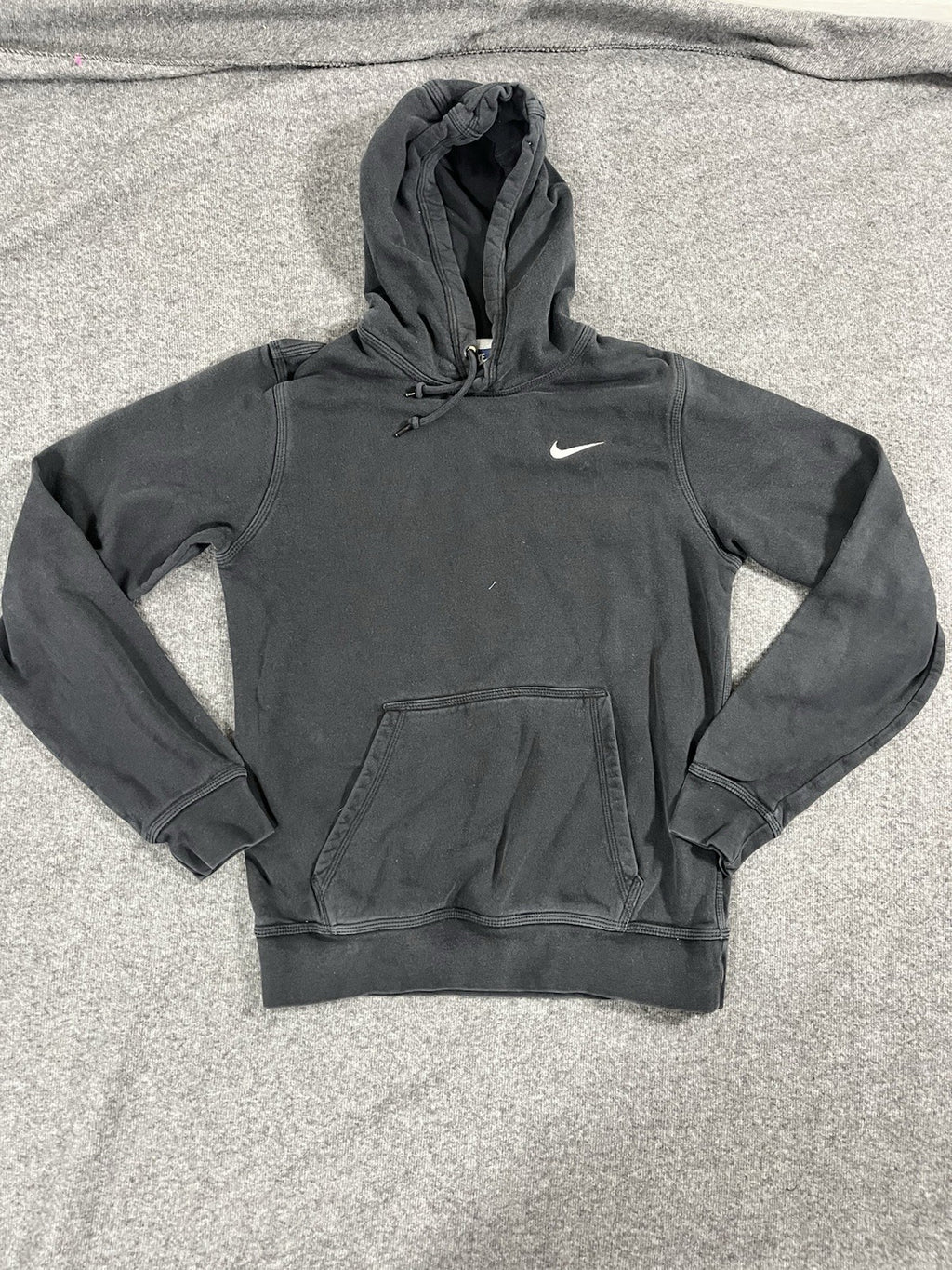 Nike Pullover Mini Check Swoosh Hoodie Sweatshirt - Size Small S - Black