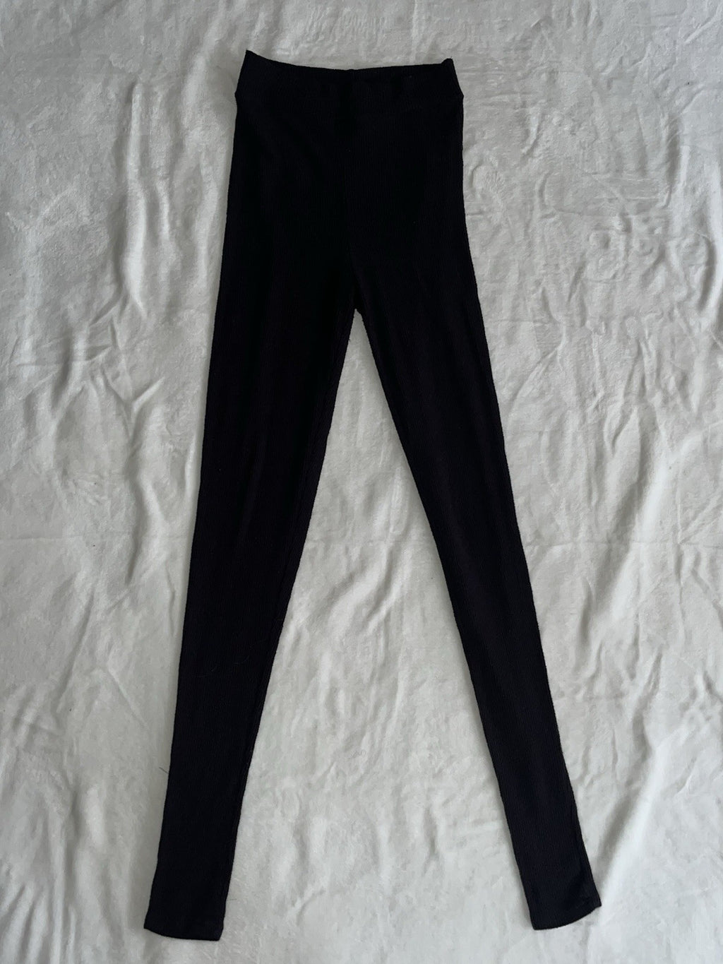 Women’s Cotton Knitted Fleece Lined Black Pants Small Pull On 