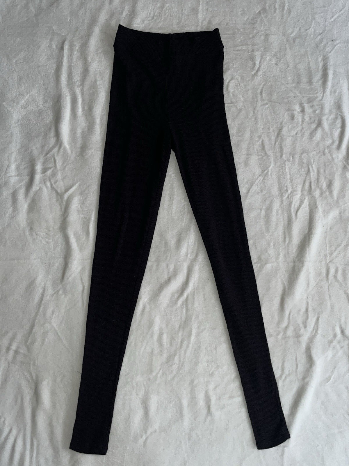 Women’s Cotton Knitted Fleece Lined Black Pants Small Pull On 