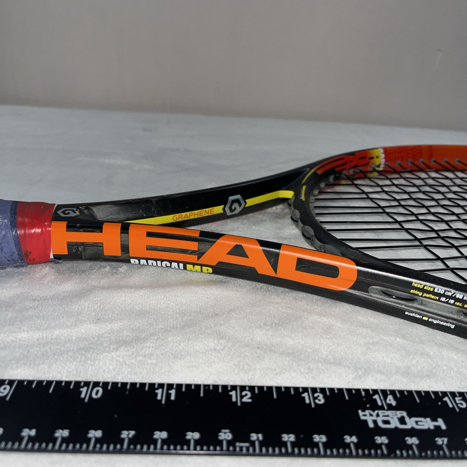Head Radical Mp Graphene Tennis Racquet Orange Black Rubber Handle Lightweight 