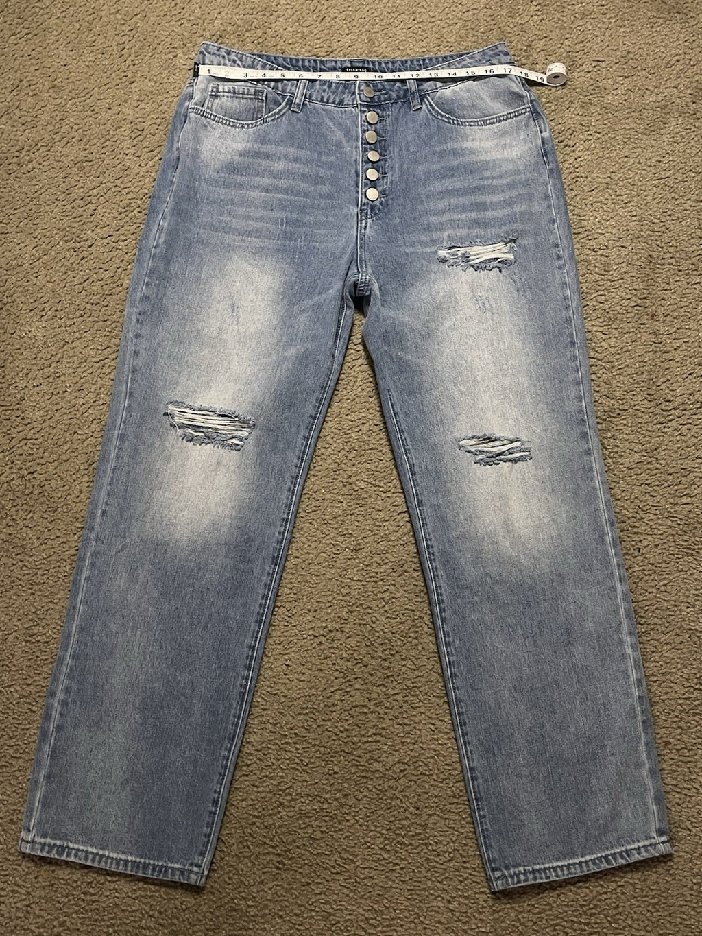 Flamingal Jeans Women’s Distressed Denim Buttons Size Large 