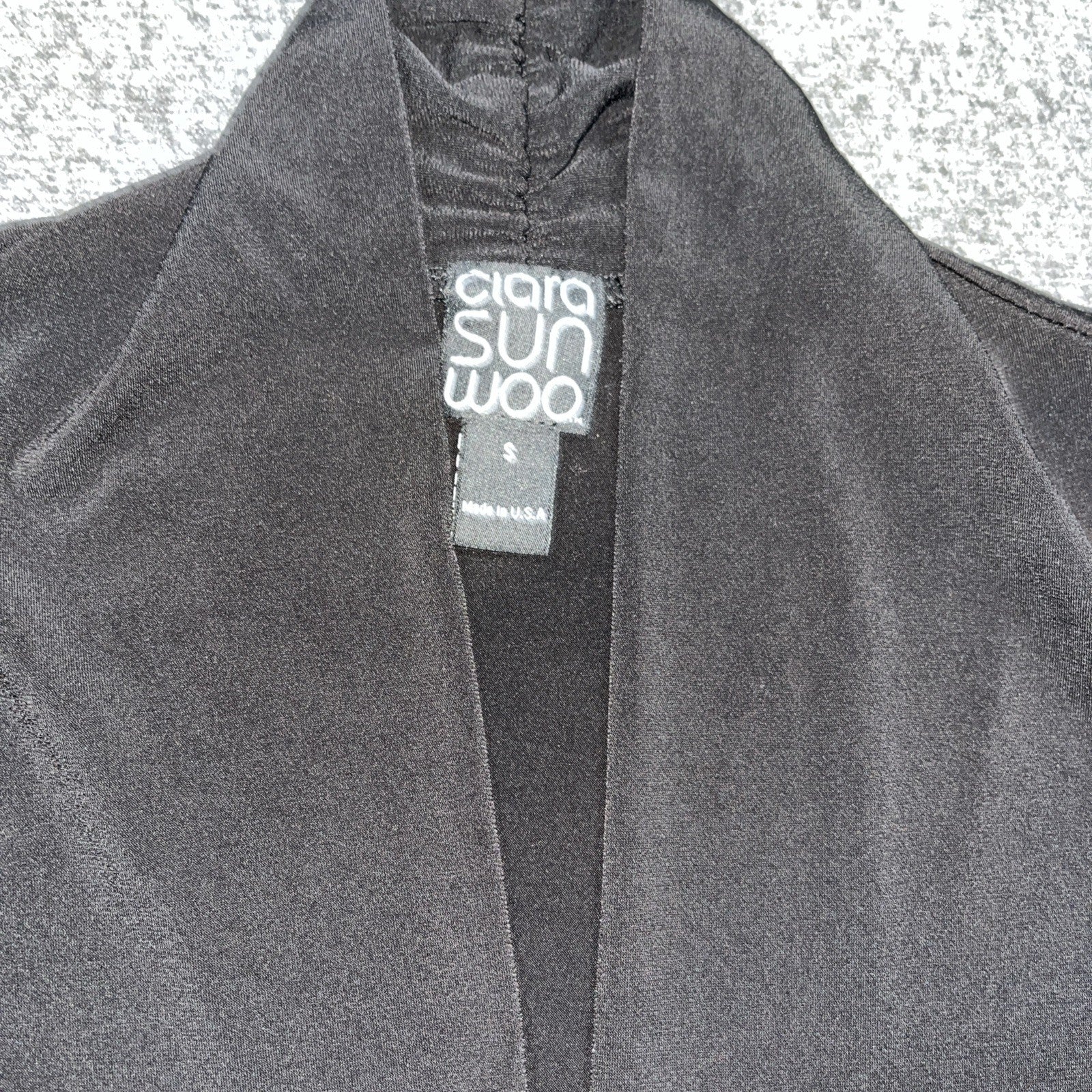 Clara Sunwoo Gray Knit Top M Ruched Sides Long Sleeves V Neckline