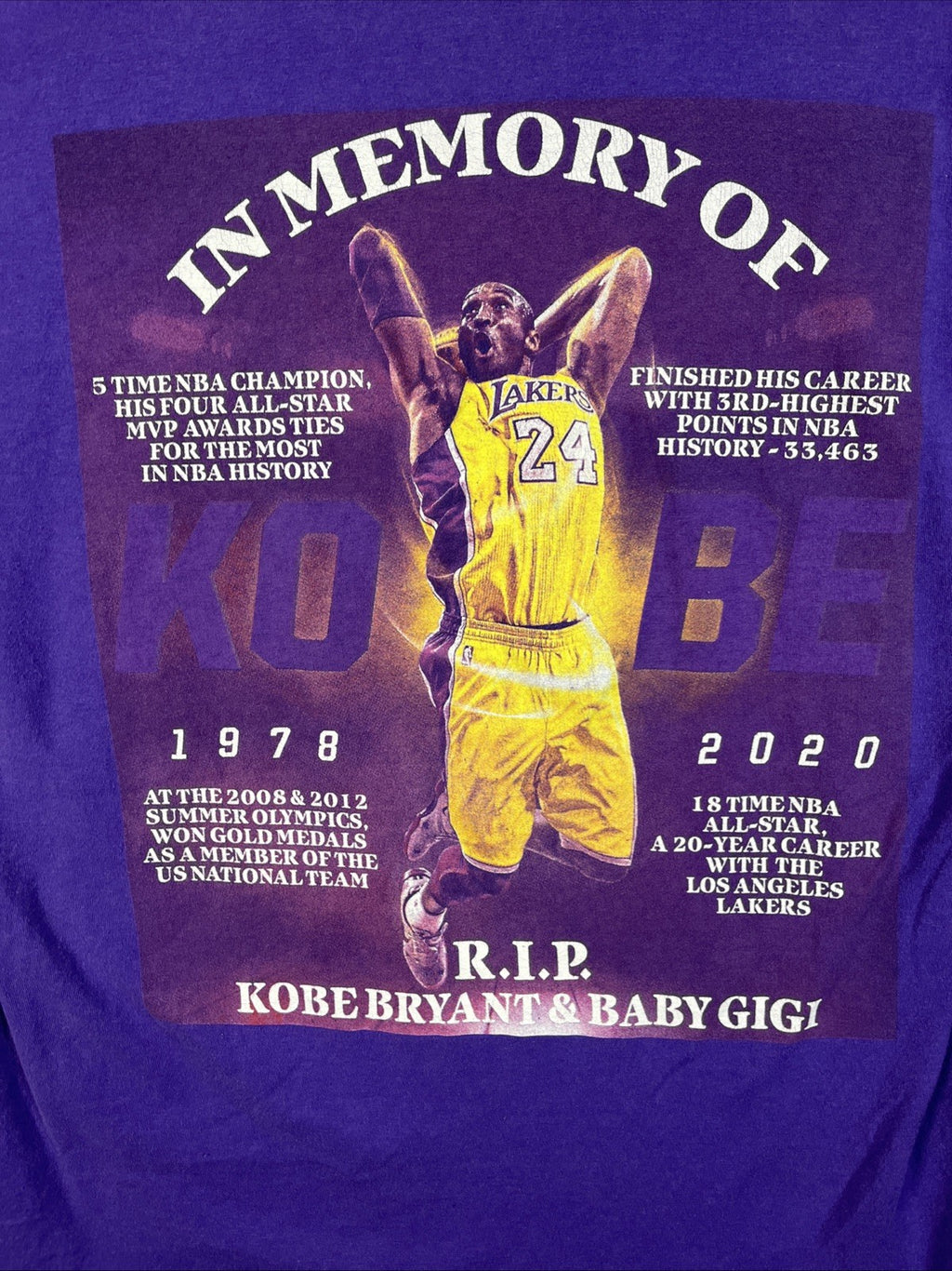 Kobe Bryant Gianna Bryant T Shirt Purple Men’s Medium Graphic Print 