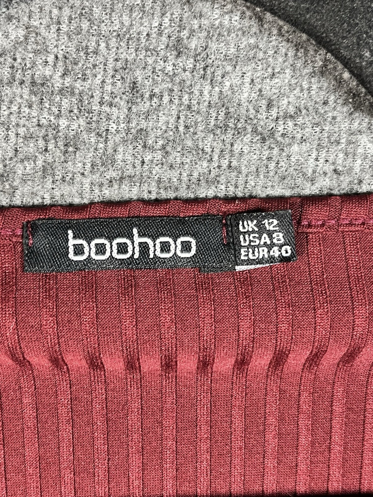 Boohoo Tall Rib Square Neck Bodysuit in maroon Size 8 Women’s 