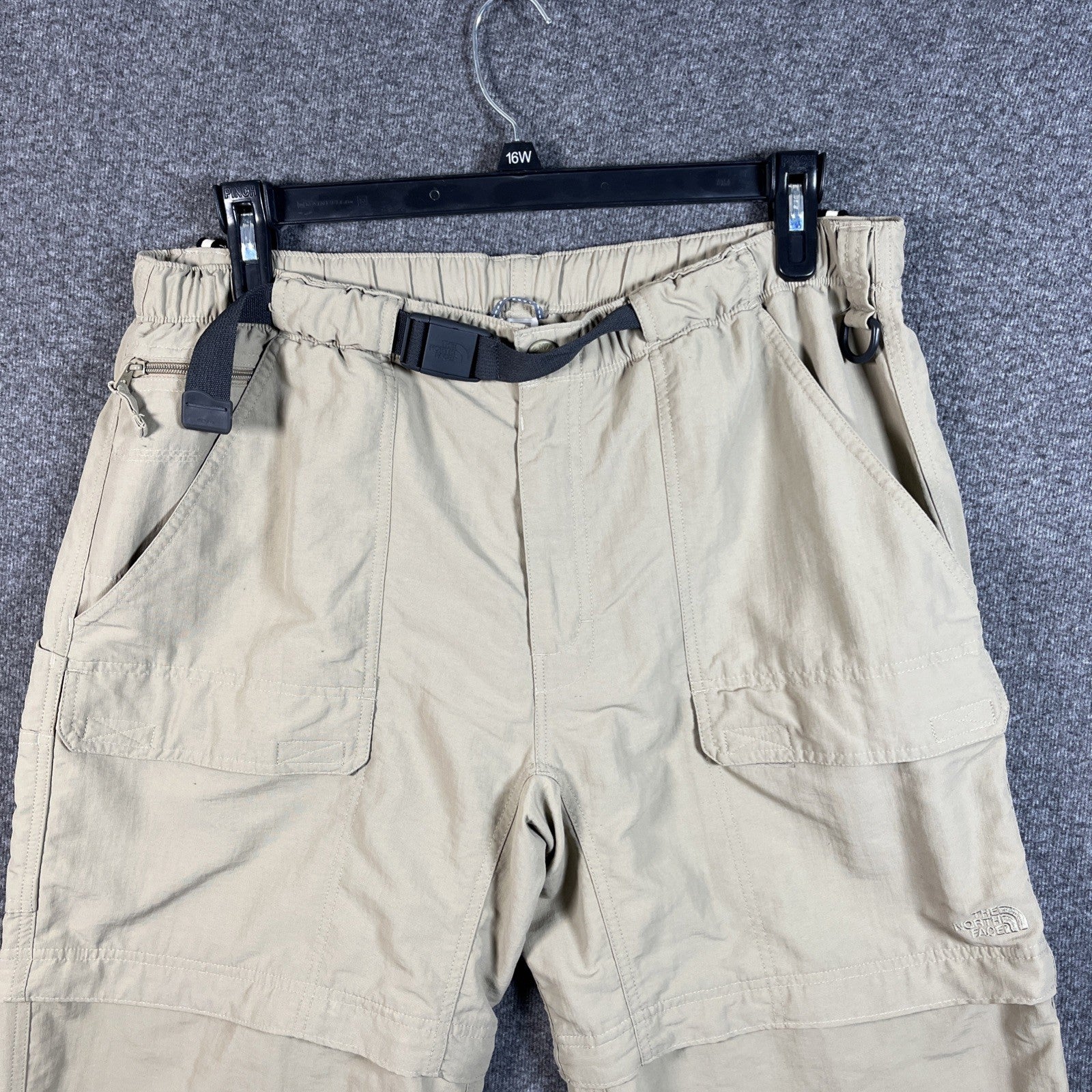 The North Face Tan Belted Nylon Convertible Hiking Cargo Pants/Short Men Size XL