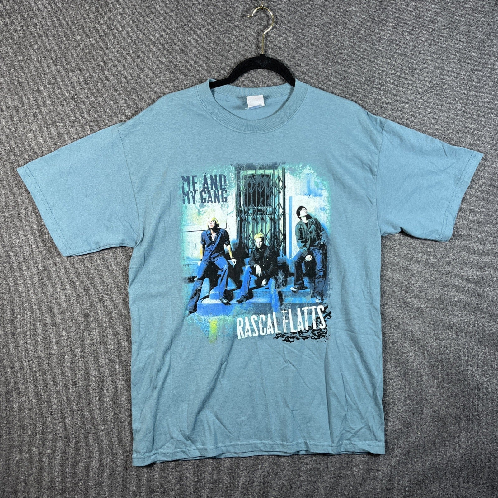Y2K Rascal Flatts "Me and My Gang" Concert Tour T-shirt Men’s L Blue 