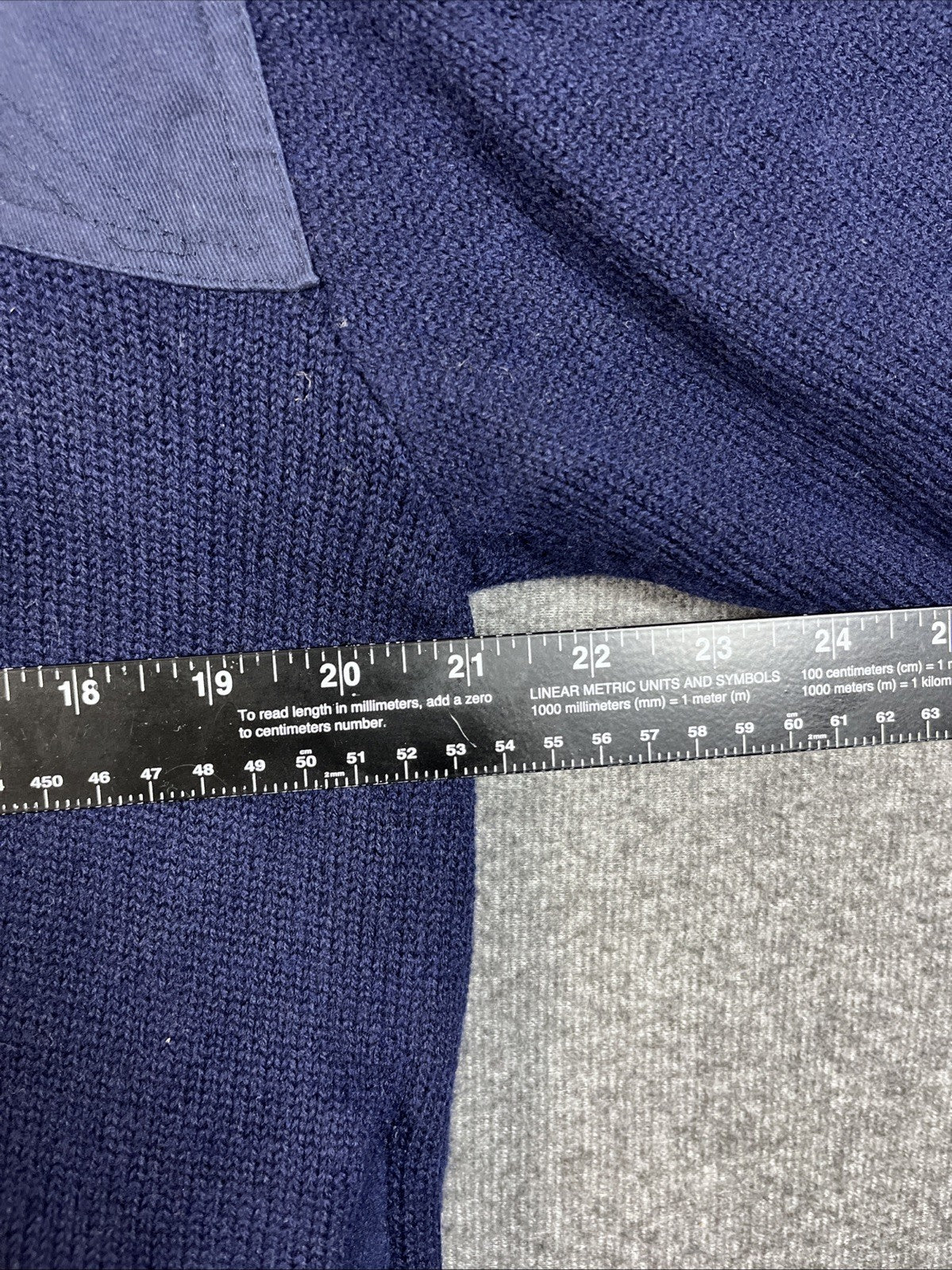 Orvis Men XL Foul Weather Sweater Wool Lined Navy Blue Fleece Lined Pockets VTG