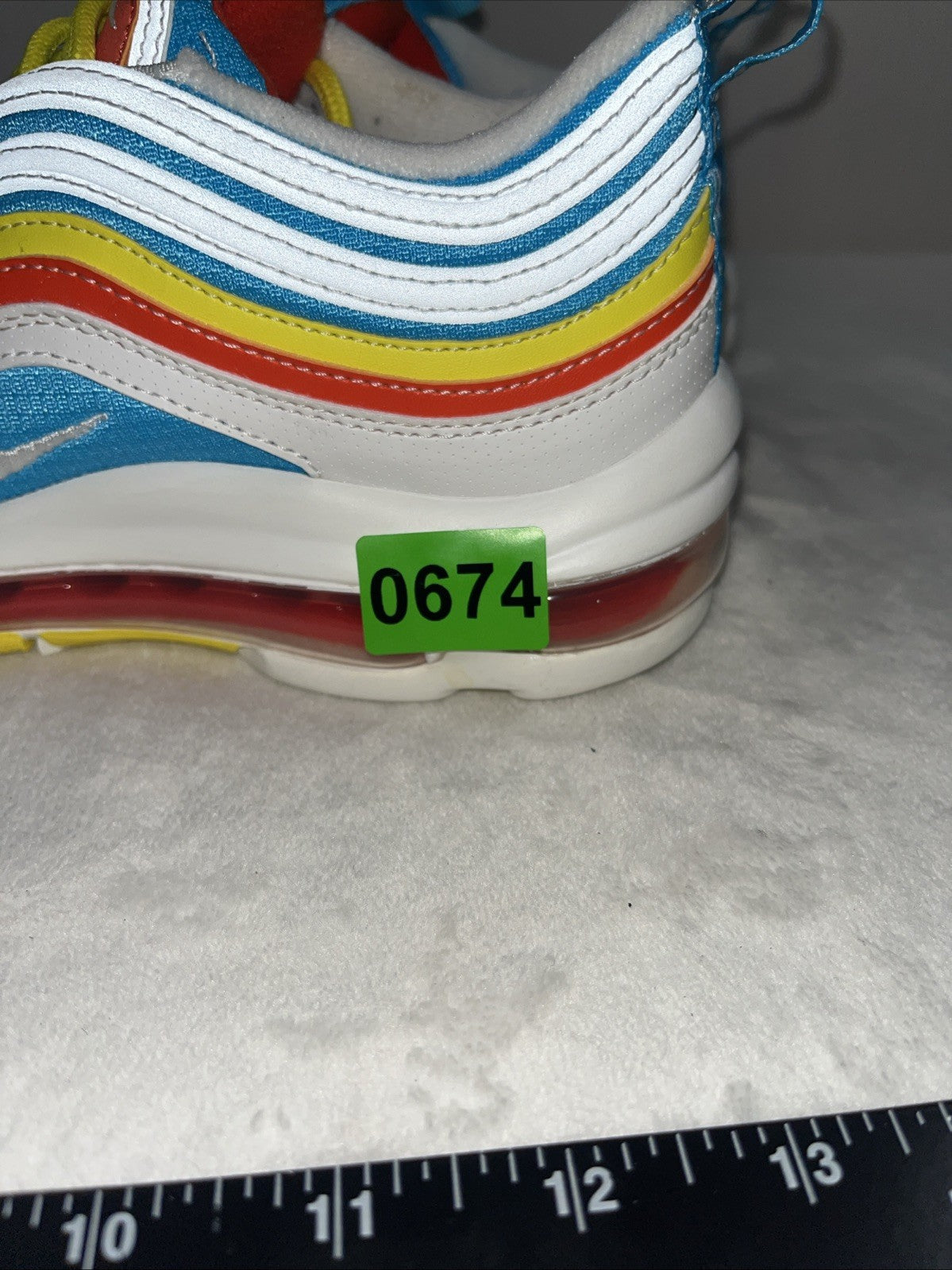 Nike Air max 97 Summer Pack Youth Size 4Y Green Yellow Blue Red White Good Cond