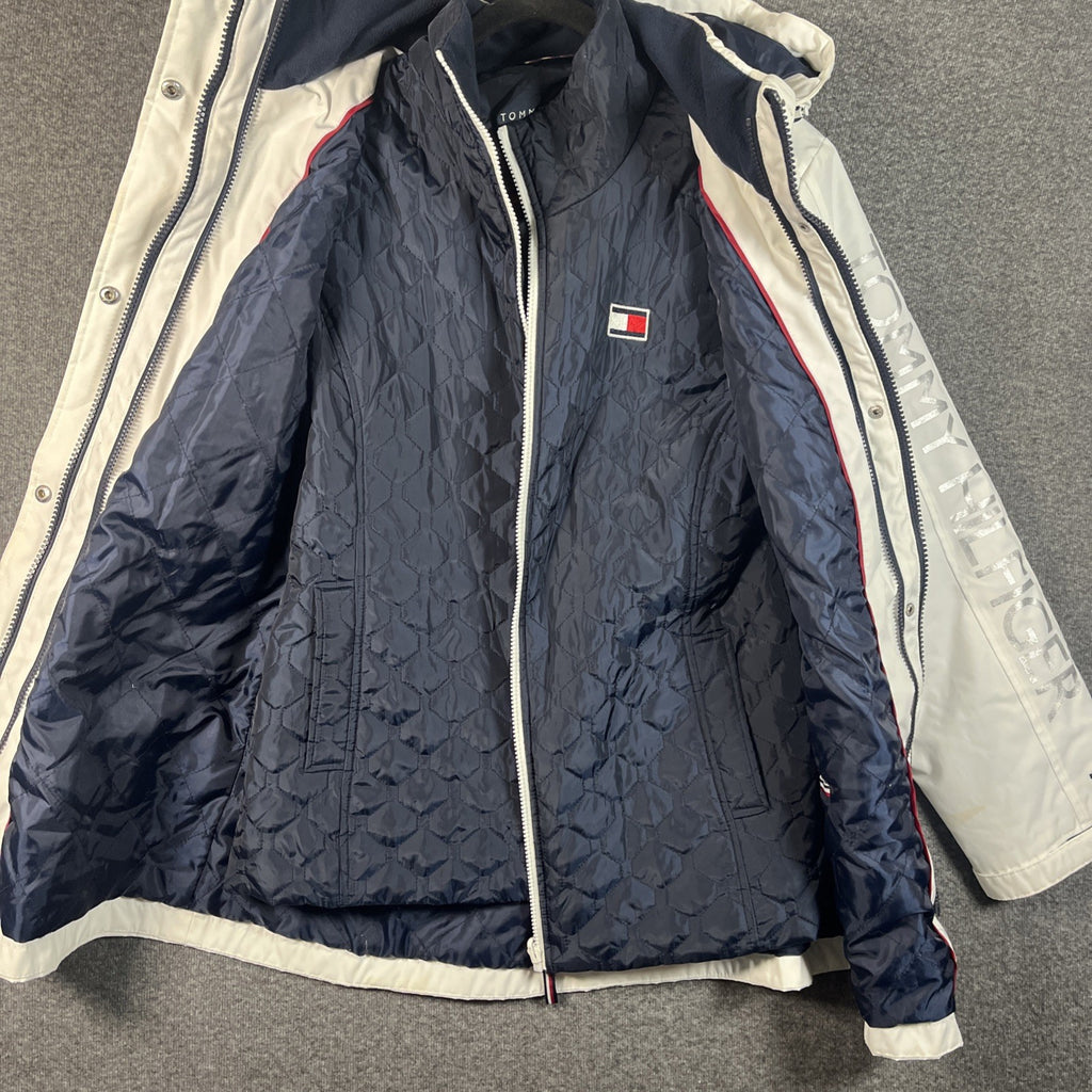 Tommy Hilfiger Women's 3-in-1 Jacket Removable Hoodie Navy/White
