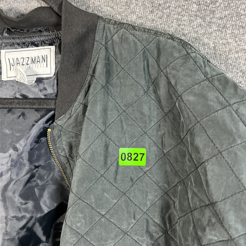 Jazzman Men’s Quilted Bomber Jacket Long Sleeve Silk M Polyester Black