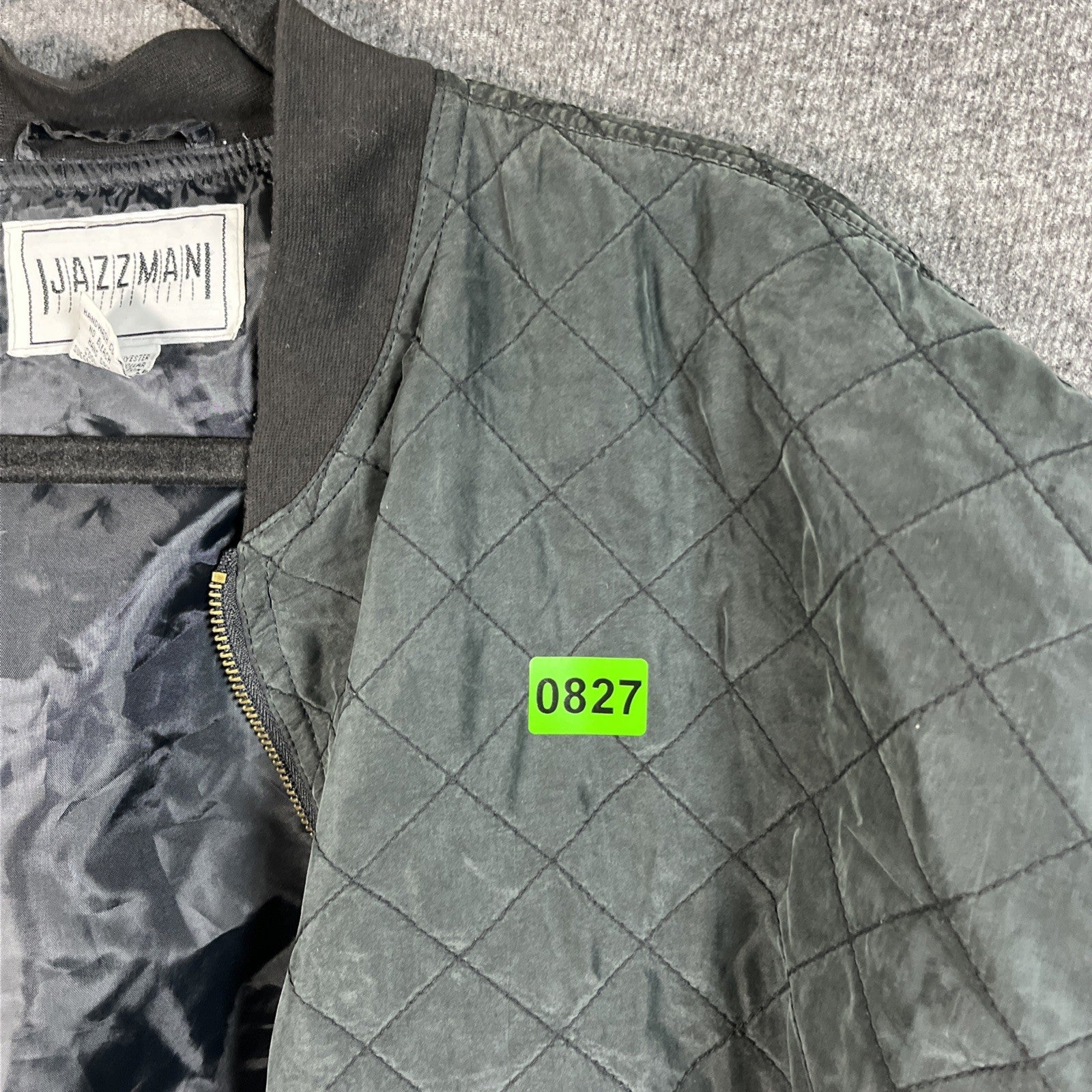 Jazzman Men’s Quilted Bomber Jacket Long Sleeve Silk M Polyester Black