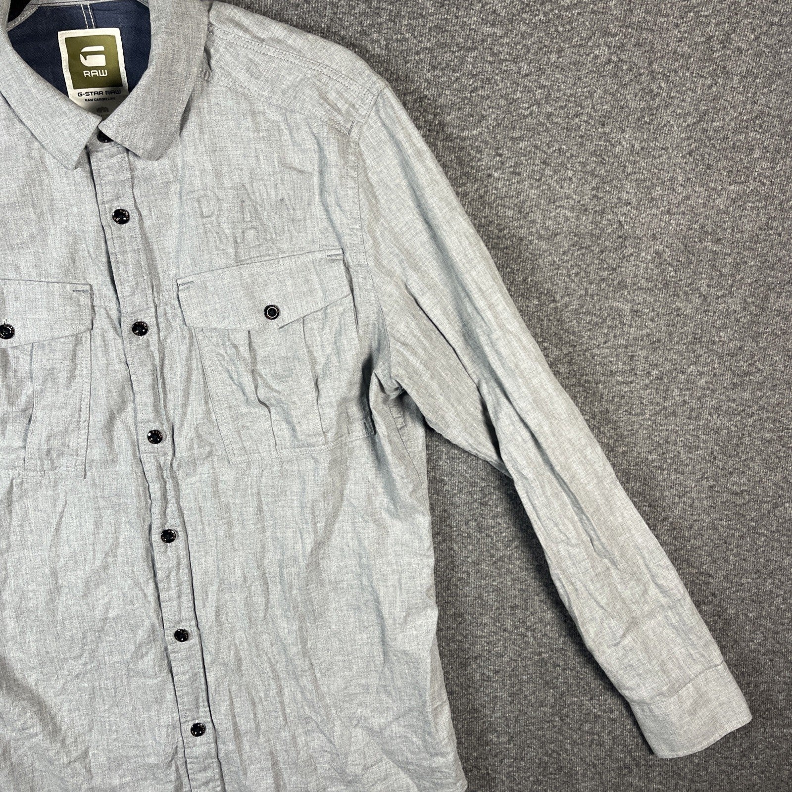 G star RAW men’s cargo shirt gray extra large button up polo longsleeve