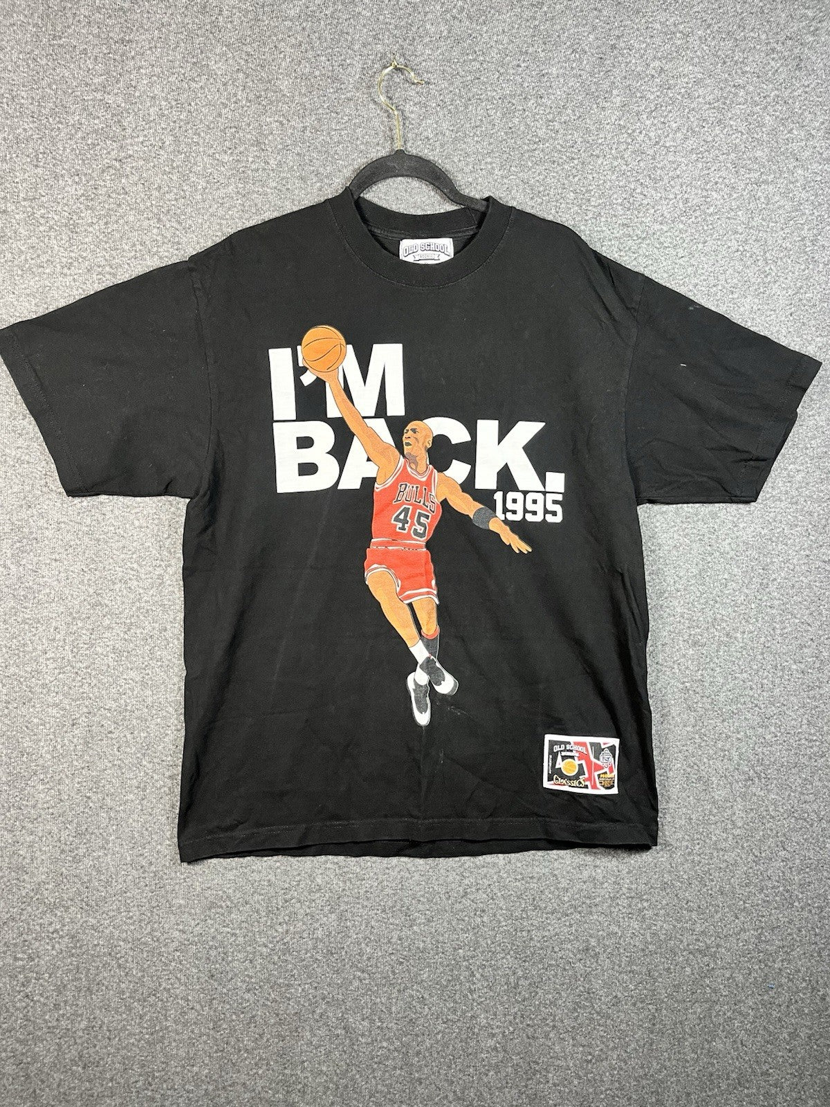 vintage 1995 Michael Jordan "I'm Back" Chicago Bulls t-shirt Black XL Crew Neck 