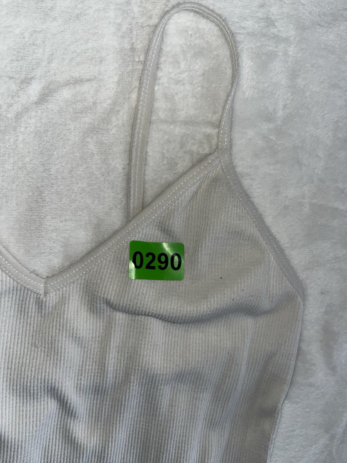Women’s Tank Top V Neck Leotard White Spaghetti Straps Small 