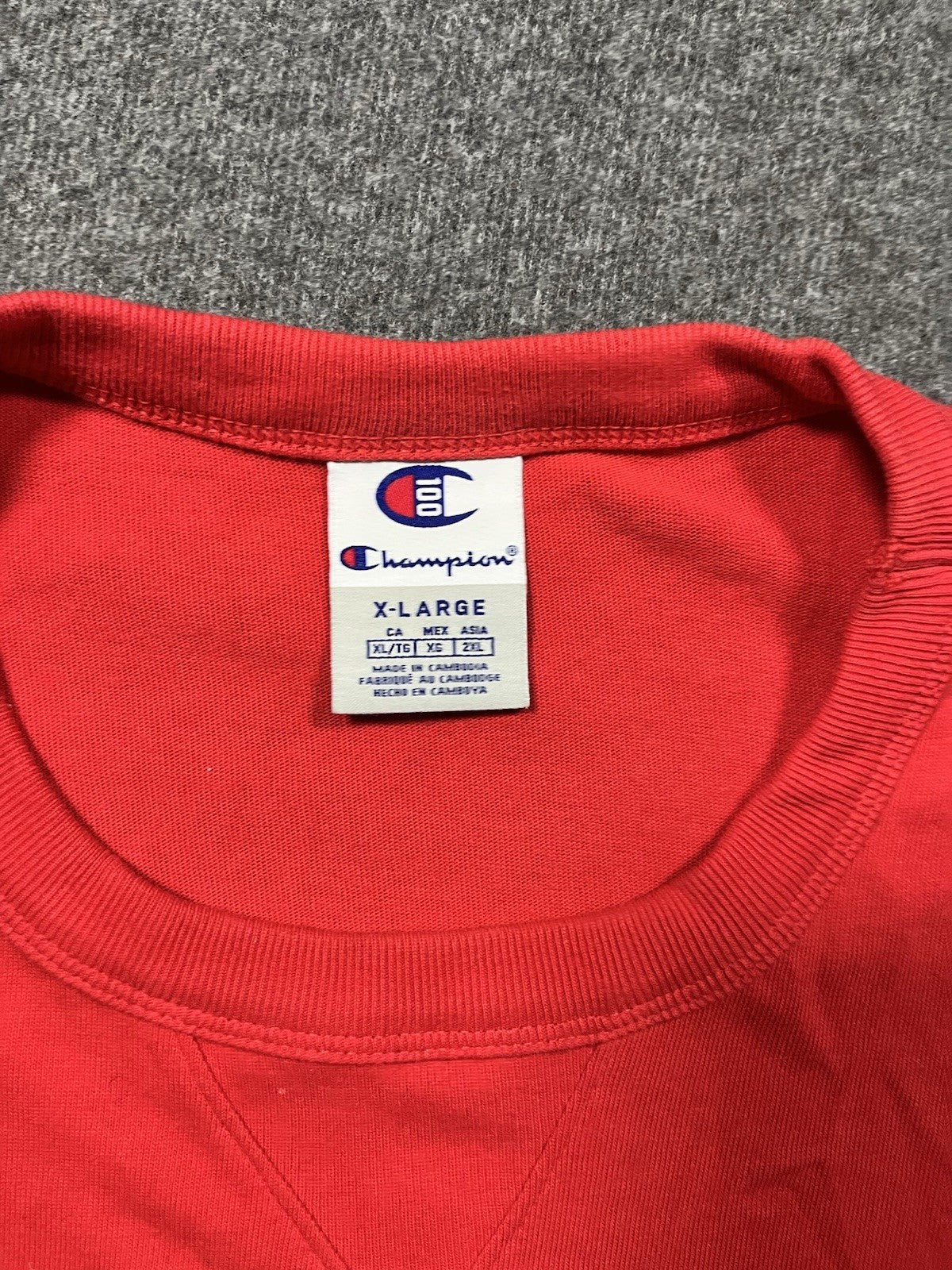 Vintage Champion 100 Logo Century T-Shirt Red XL