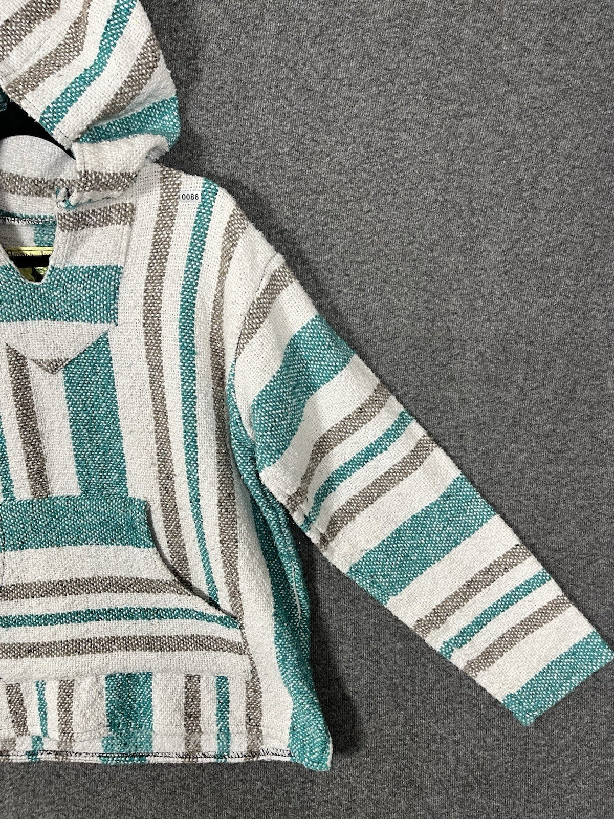Iguana Jack Mens Baja Hoodie Size Medium Green Pullover Hooded Striped Sweater