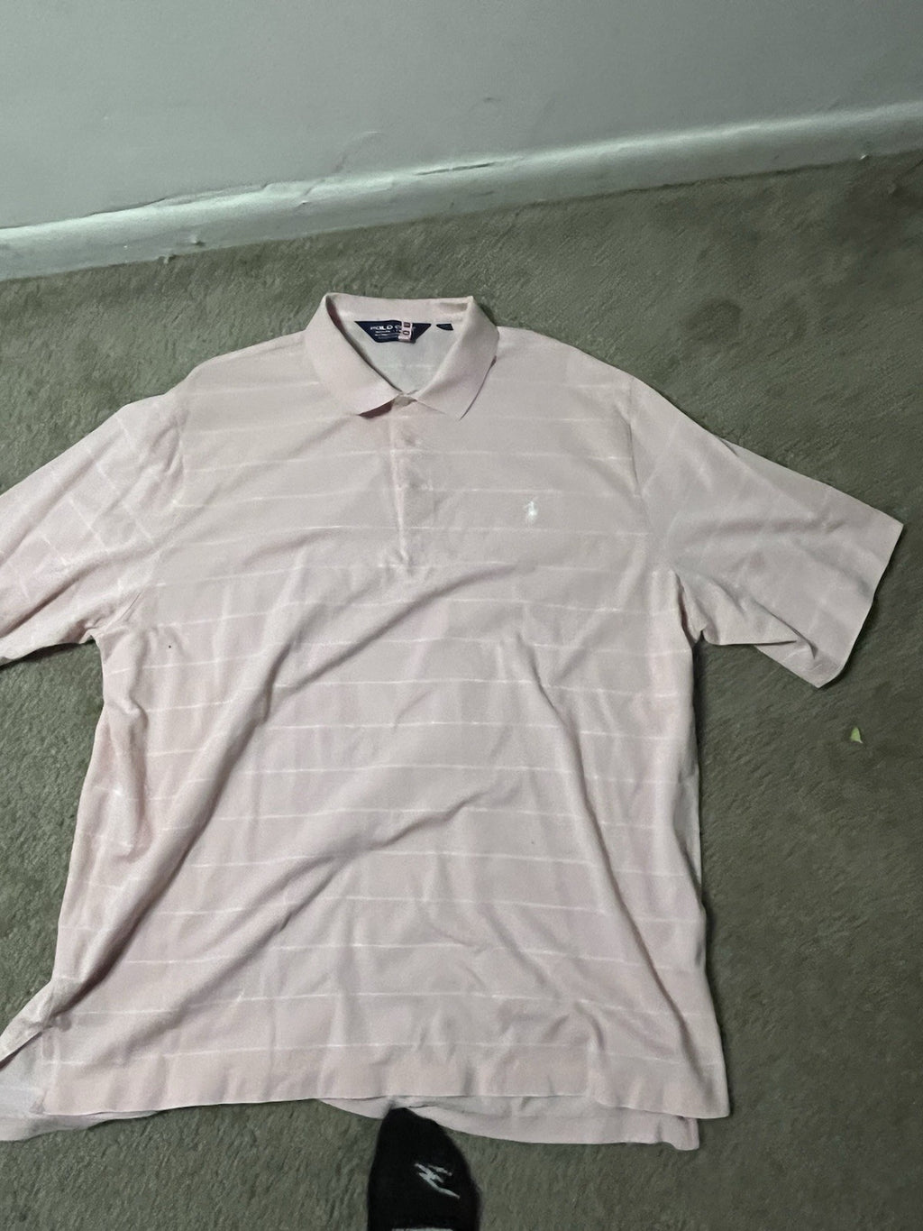 Polo Golf Ralph Lauren Polo Cotton Pink & White Stripe Preppy Shirt Size XL