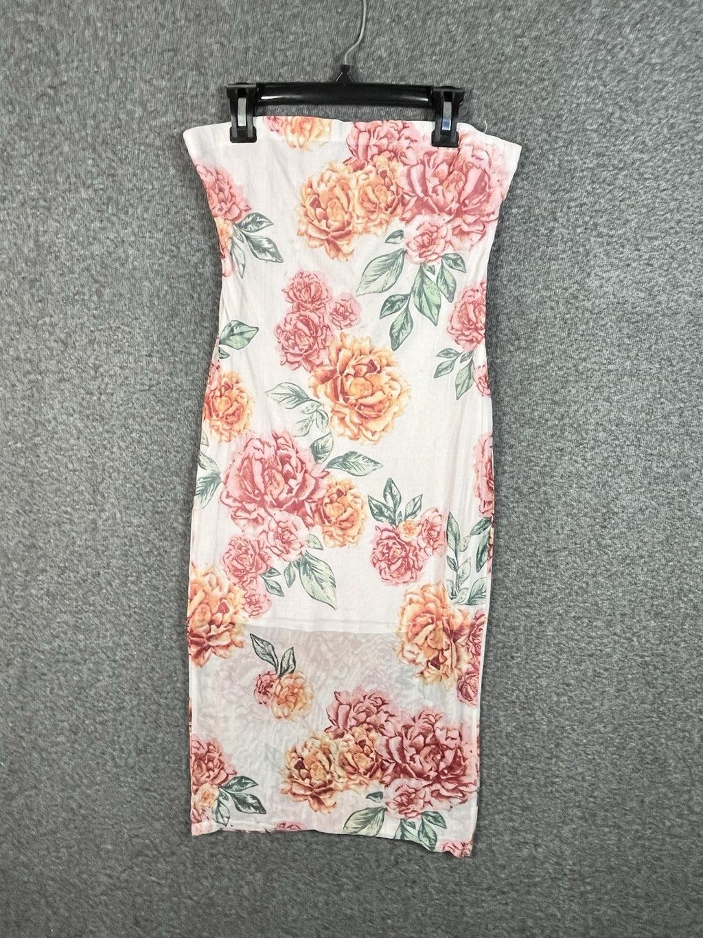 Fashion Nova Tiana Midi Dress Woman’s Floral White Pink M Strapless