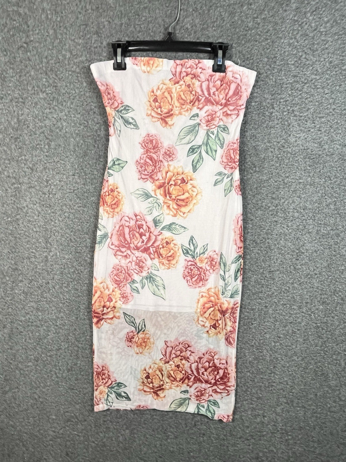 Fashion Nova Tiana Midi Dress Woman’s Floral White Pink M Strapless