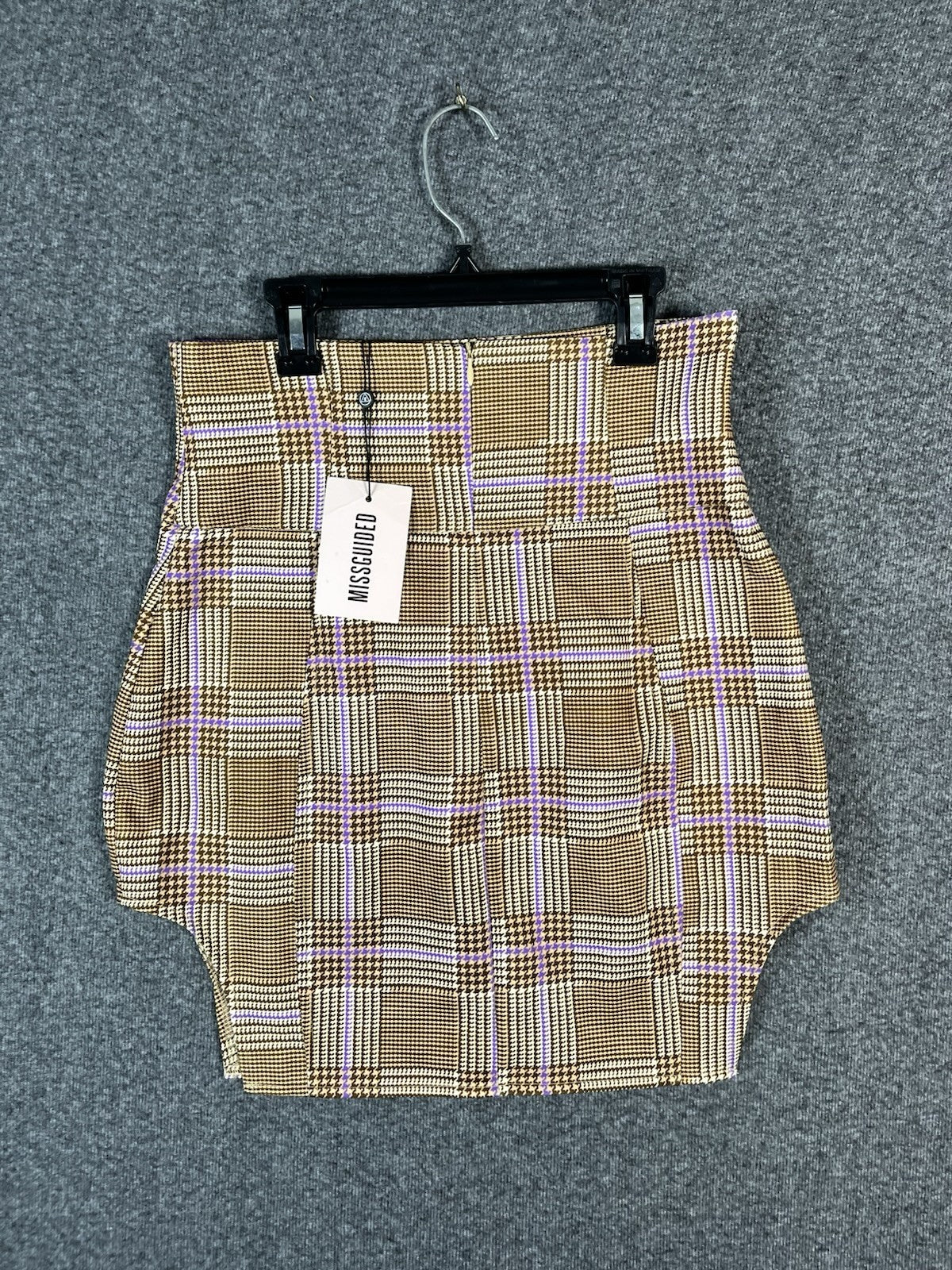 Missguided Skirt Women’s Plaid Brown Short Size 6 Zip 