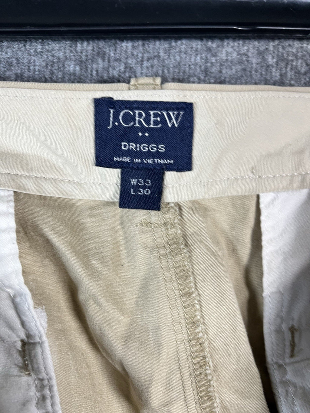 J.Crew men's chino pants Driggs 33/30 Tan Button Zip pull On 