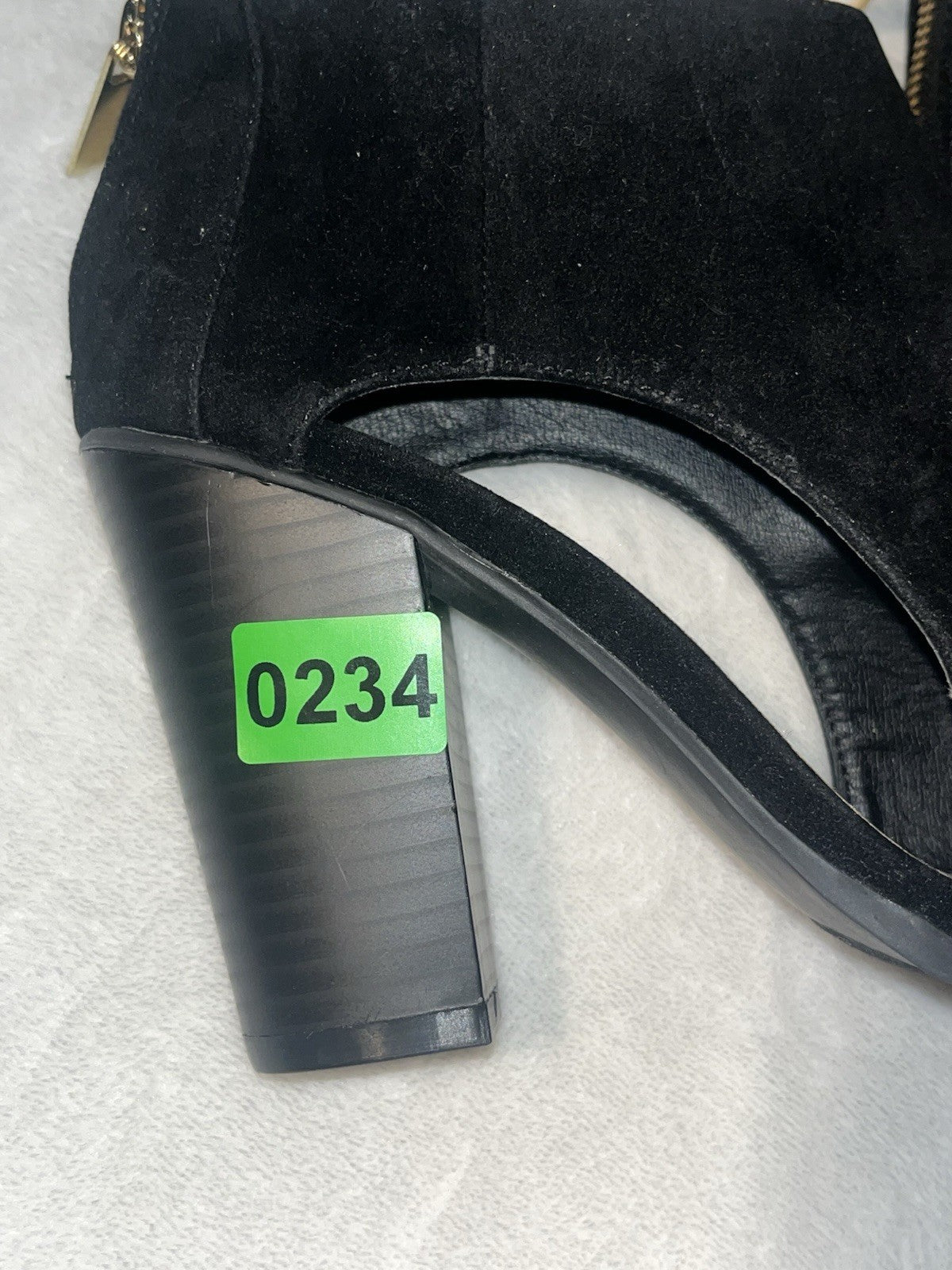 peeptoe sandals black mid heel clark size 7.5 Suede 