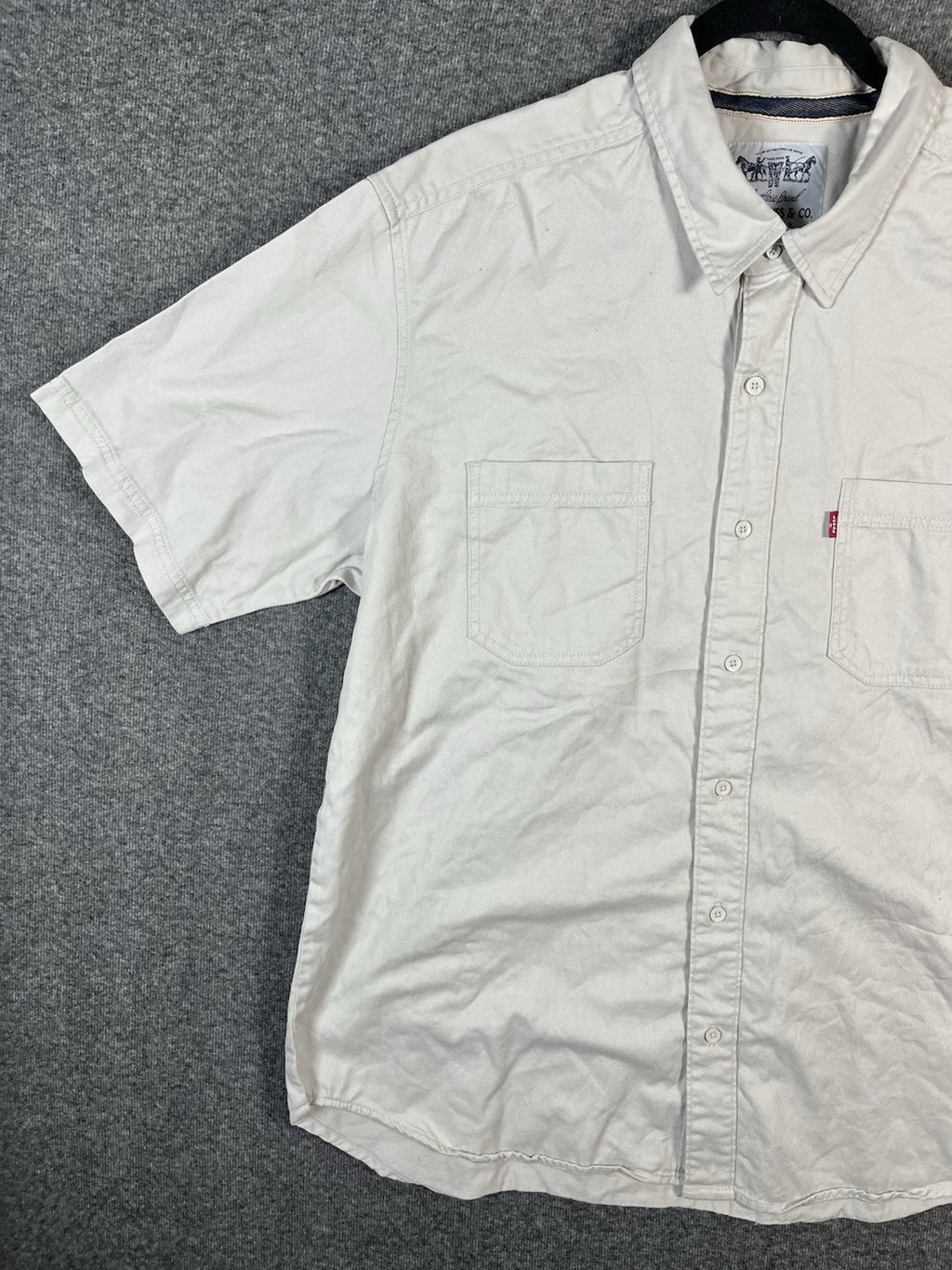 Levi’s Short Sleeve Button Down Shirt Mens Tan Collared Size XL 