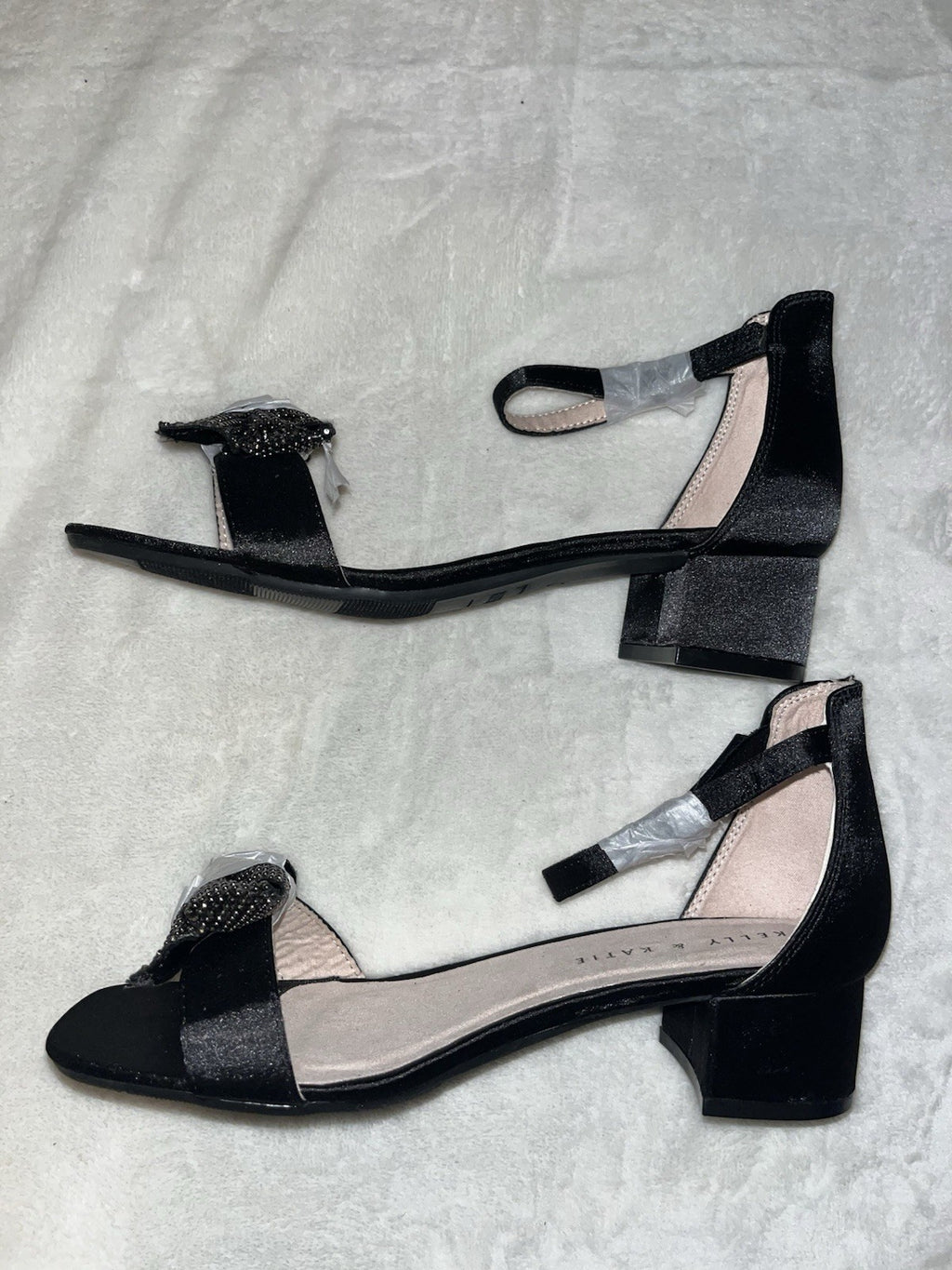Kelly And Katie Sandals Black Heel Ankle Strap Buckle Size 5 Womens