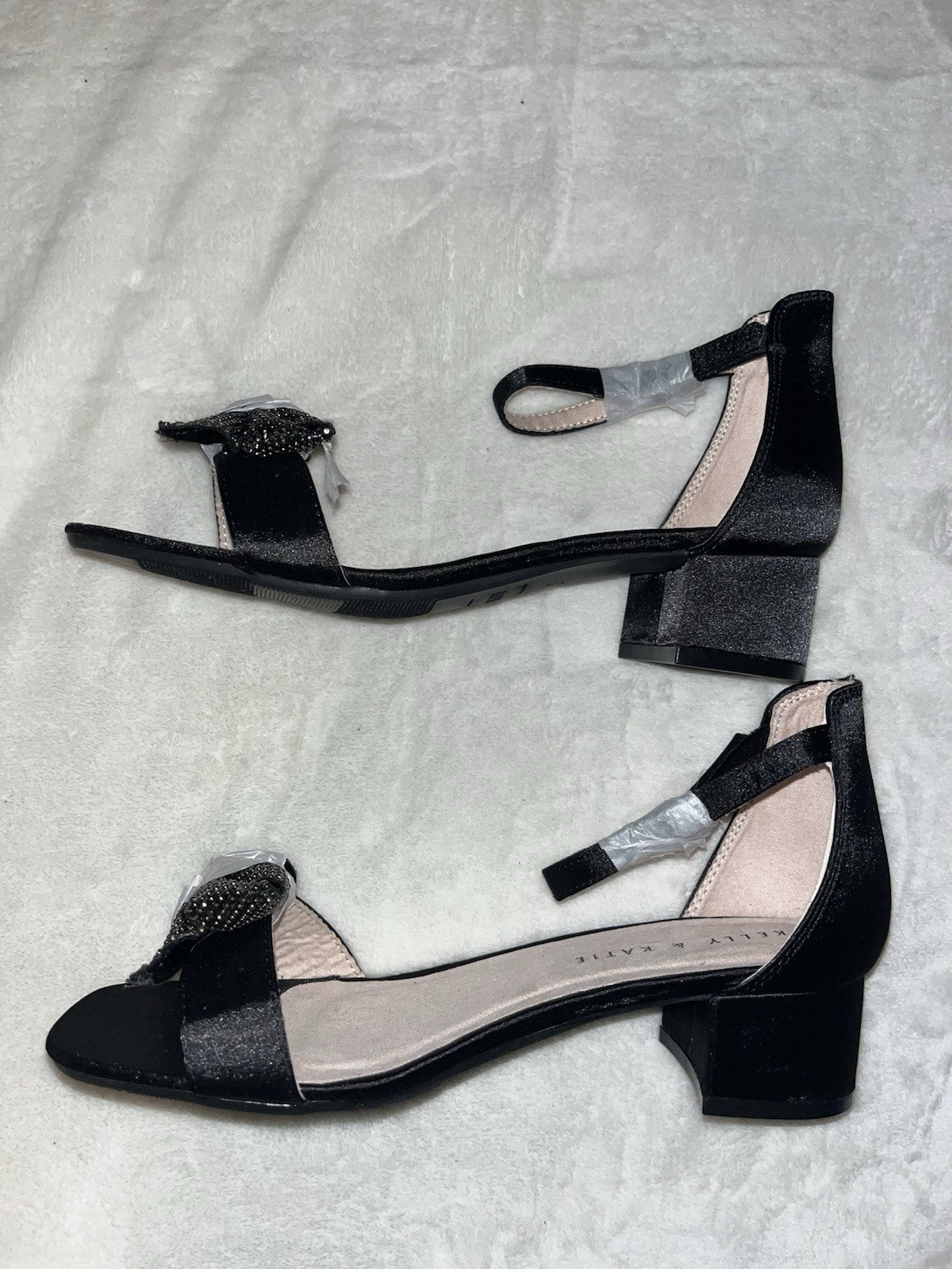 Kelly And Katie Sandals Black Heel Ankle Strap Buckle Size 5 Womens
