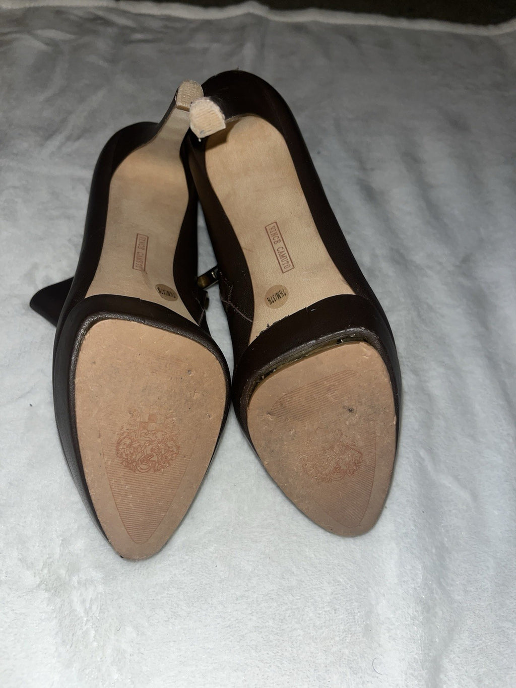 Vince Camuto Dira Booties High Heel Women’s Brown Platform Zipper 7.5M Leather