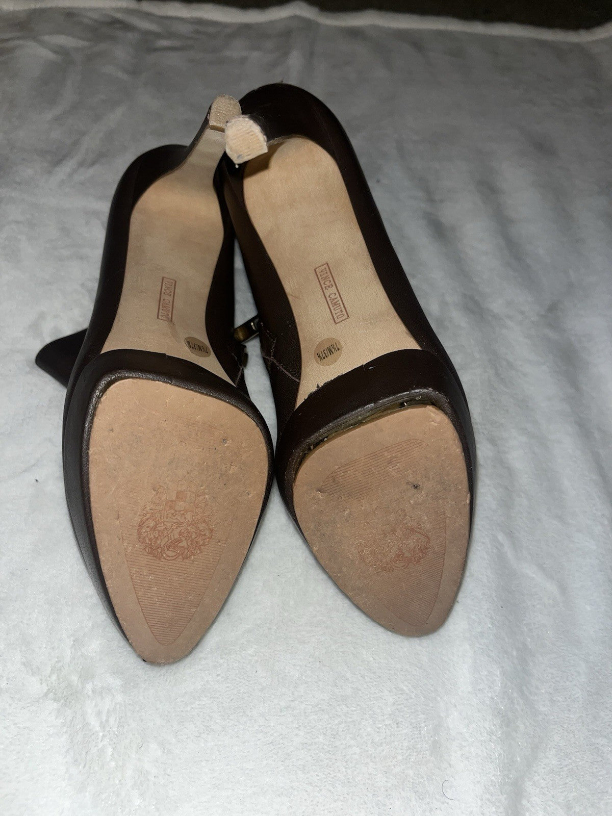 Vince Camuto Dira Booties High Heel Women’s Brown Platform Zipper 7.5M Leather