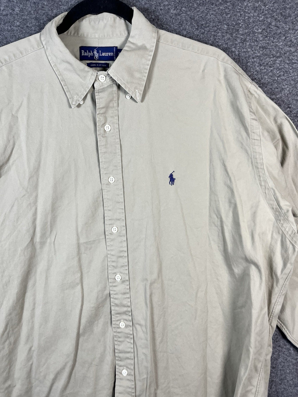 Polo Ralph Lauren Men's XL Big Shirt Beige Button-Down Long Sleeve 100% Cotton