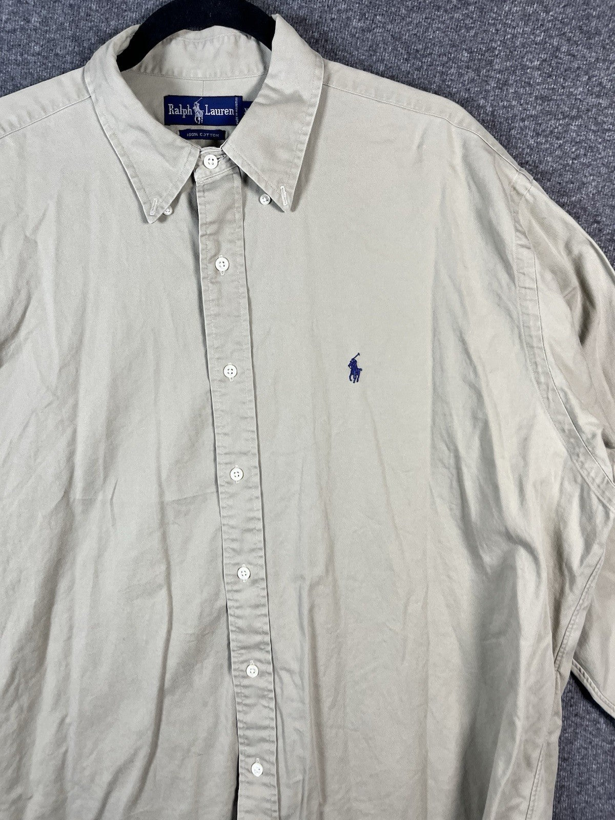 Polo Ralph Lauren Men's XL Big Shirt Beige Button-Down Long Sleeve 100% Cotton