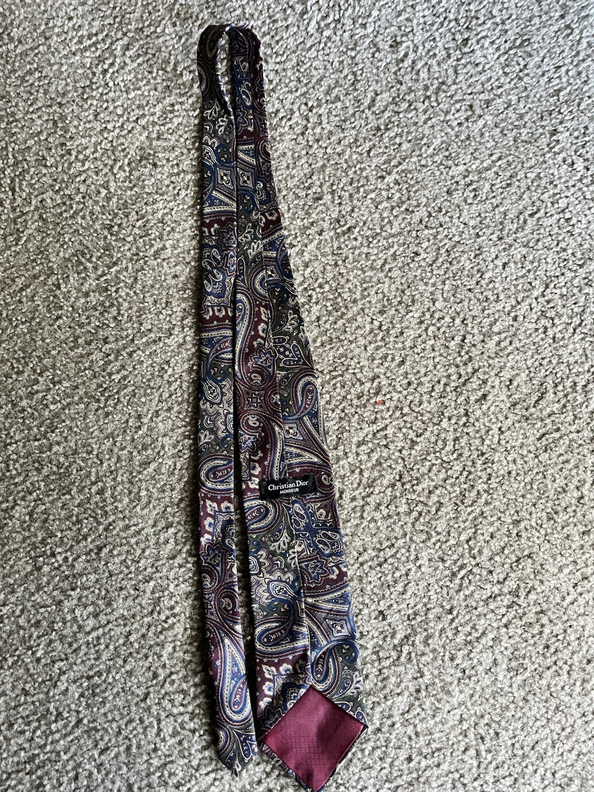 Christian Dior Monsieur Paisley 100% Silk Neck Tie Vintage Made in USA