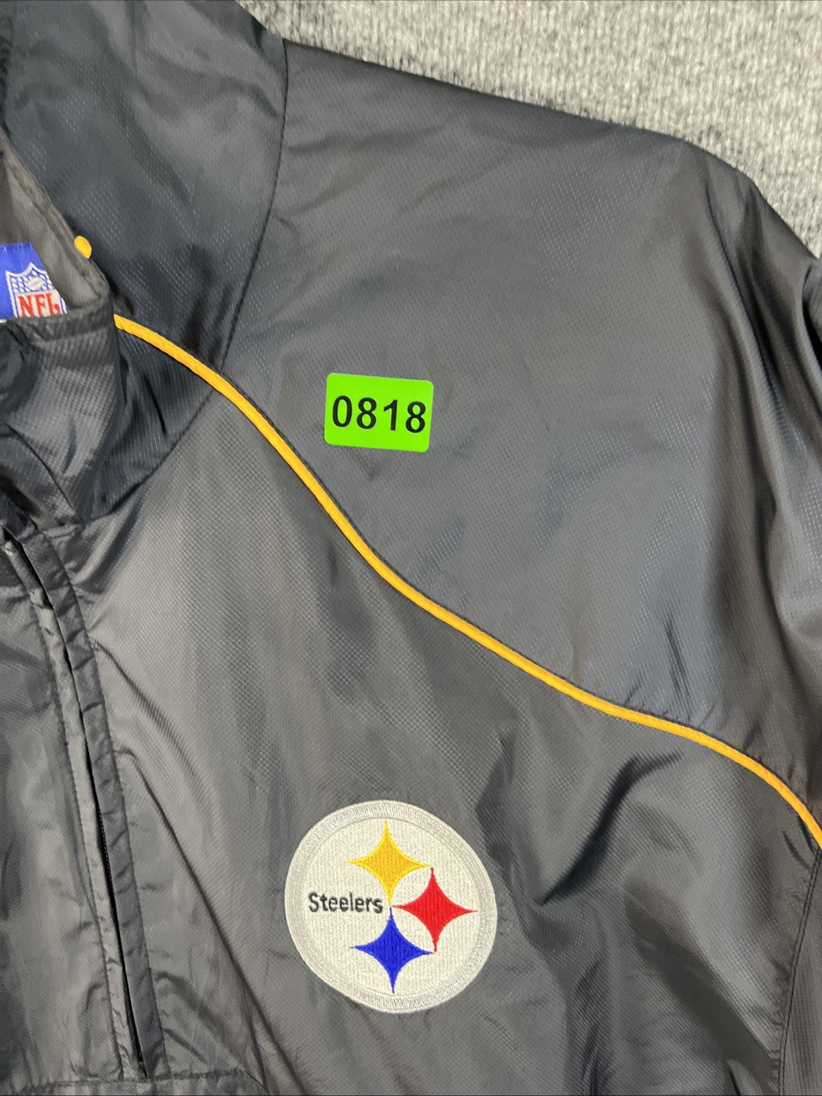 Pittsburgh Steelers Reebok 1/4 Zip Jacket Size Large Pullover Black Yellow