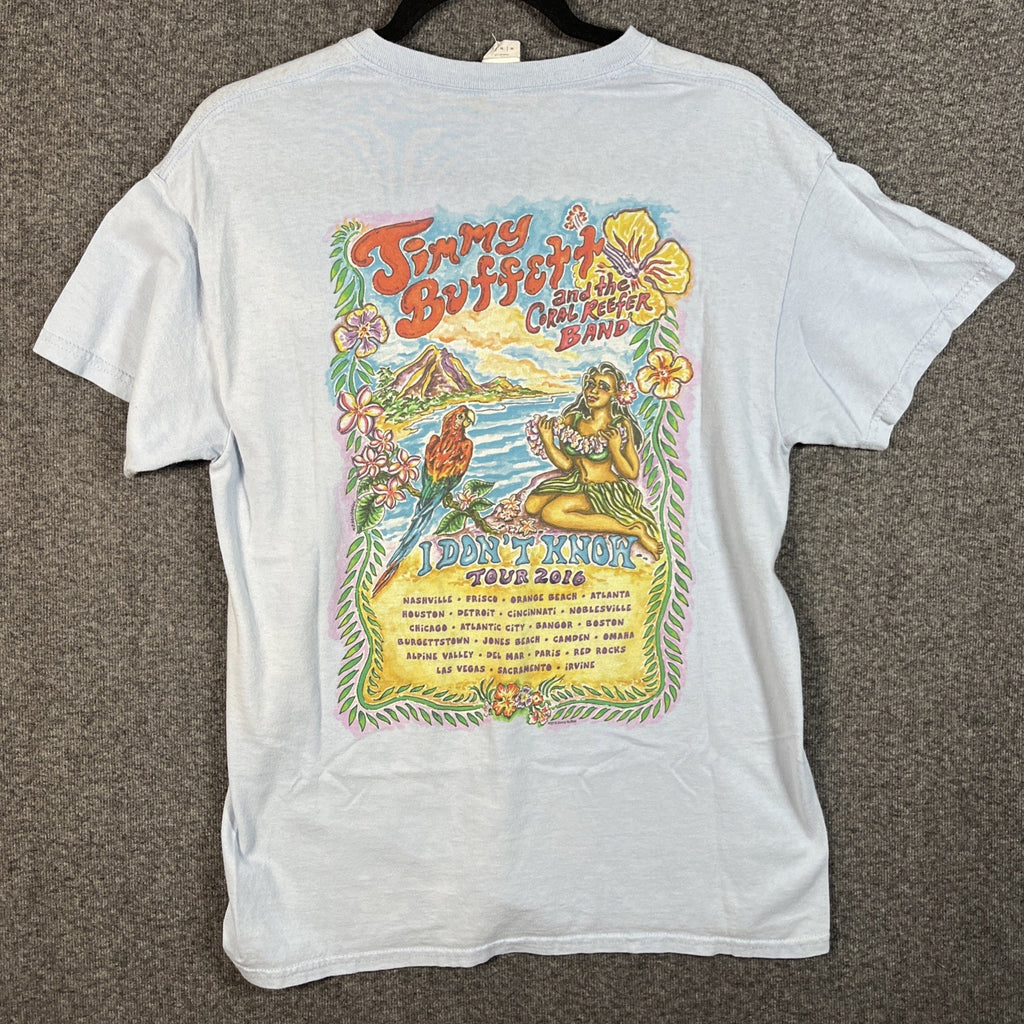 Jimmy Buffet and The Coral Reefer I Don’t Know Tour 2016 T Shirt M Men’s Blue 