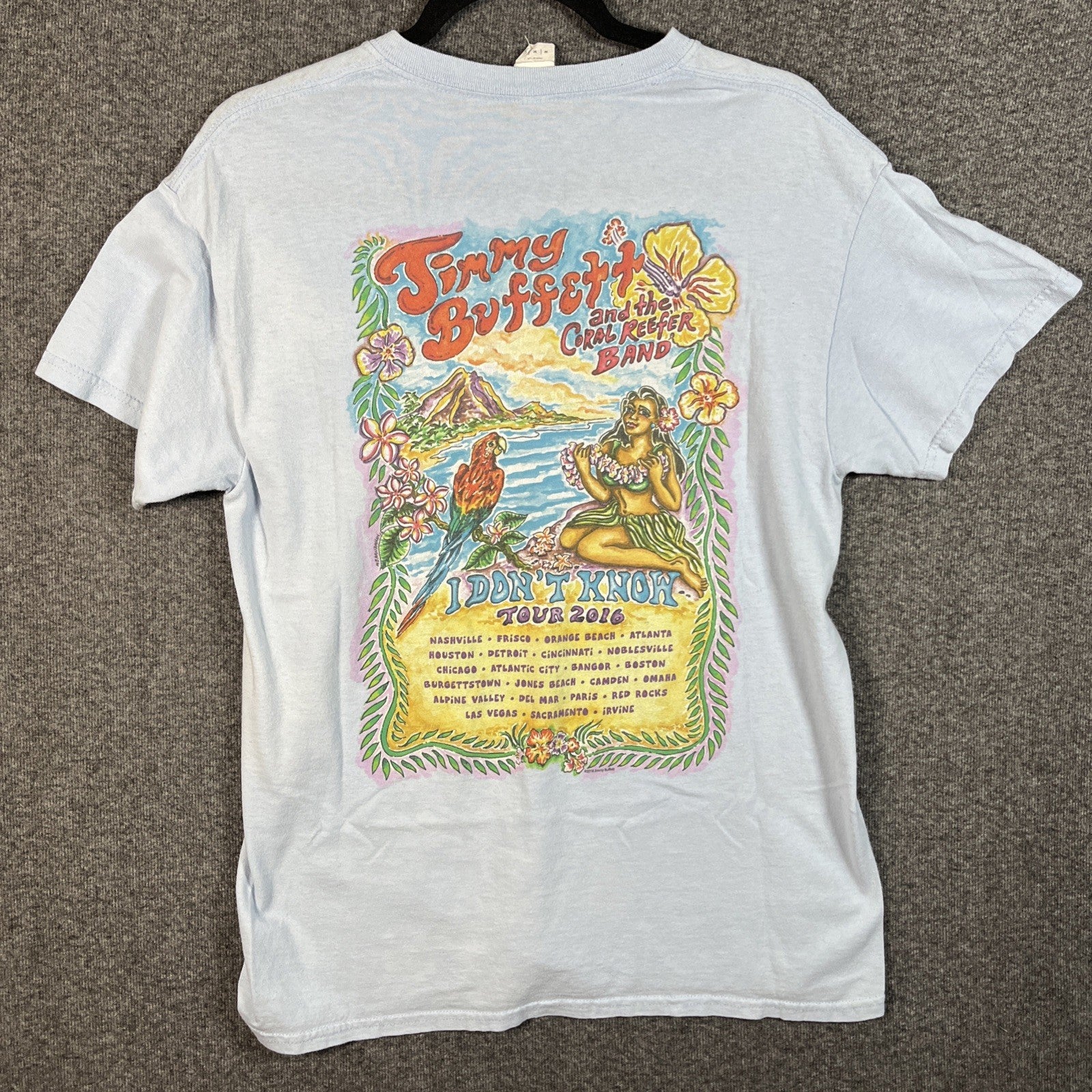 Jimmy Buffet and The Coral Reefer I Don’t Know Tour 2016 T Shirt M Men’s Blue 